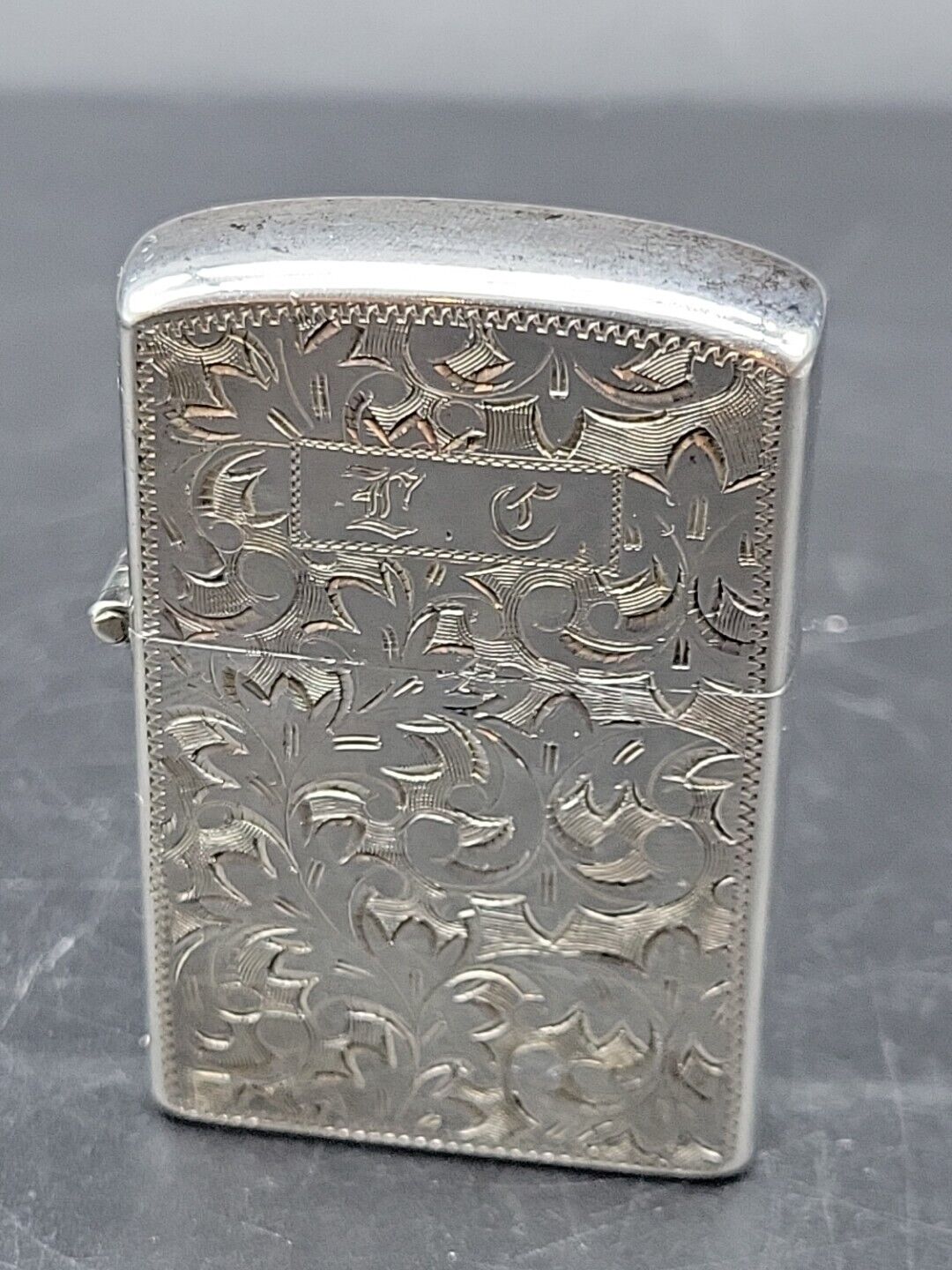 Vintage Etched Zippo Lighter 950 Sterling Silver