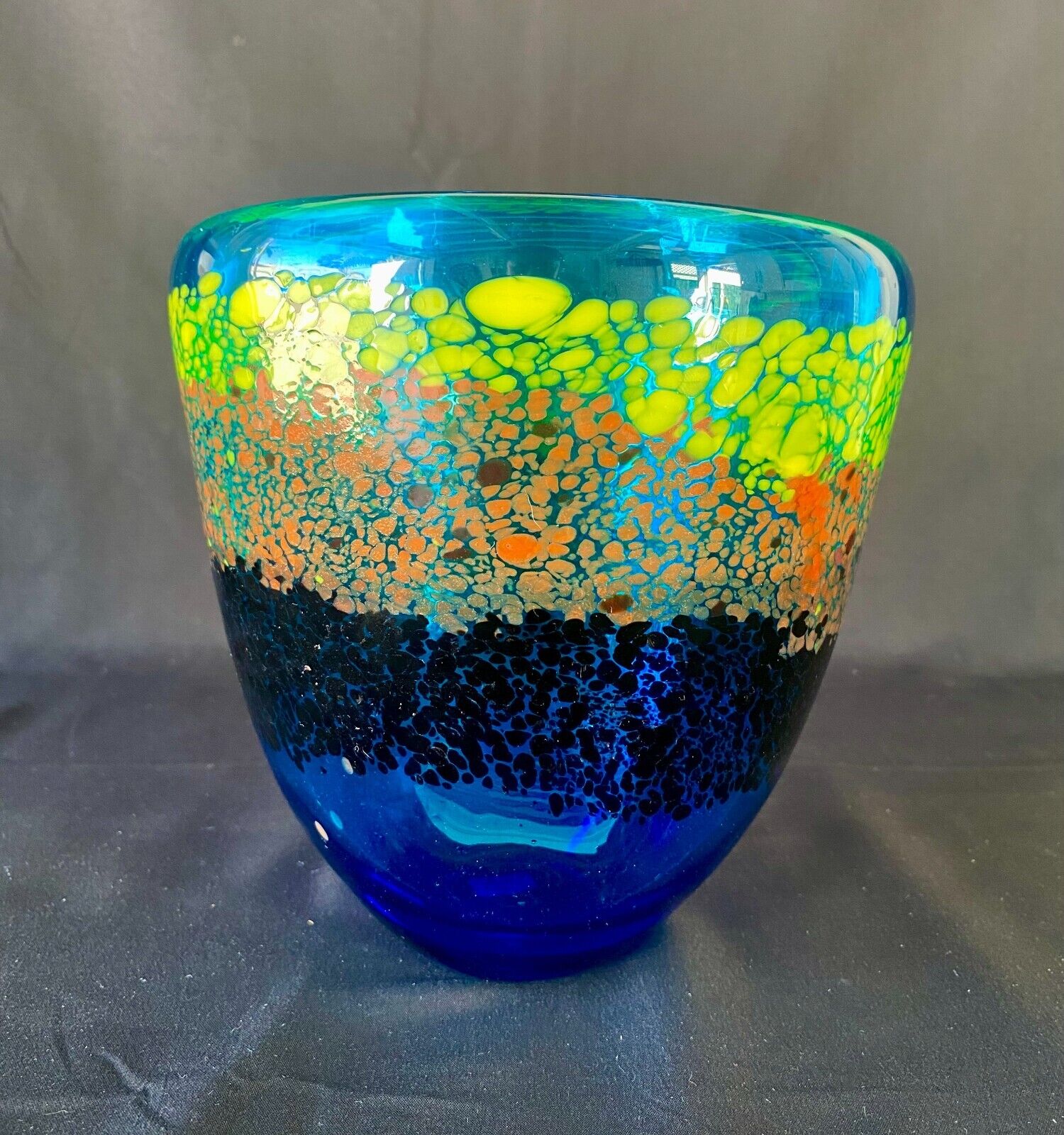 Vintage Blue/Green Speckled Glass Decorative Vase