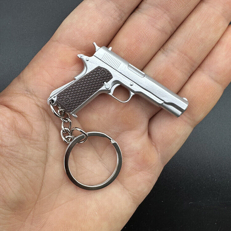 Car Pistol Weapon Gun Model Metal ABS Keyring Keychain Mini Key Ring Chain toy