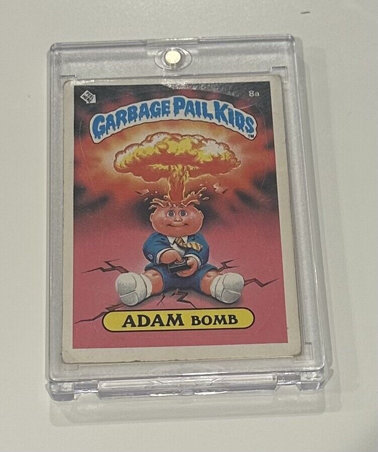 1985 Garbage Pail Kids Adam Bomb 8a Topps Series 1 Cheaters License, Matte