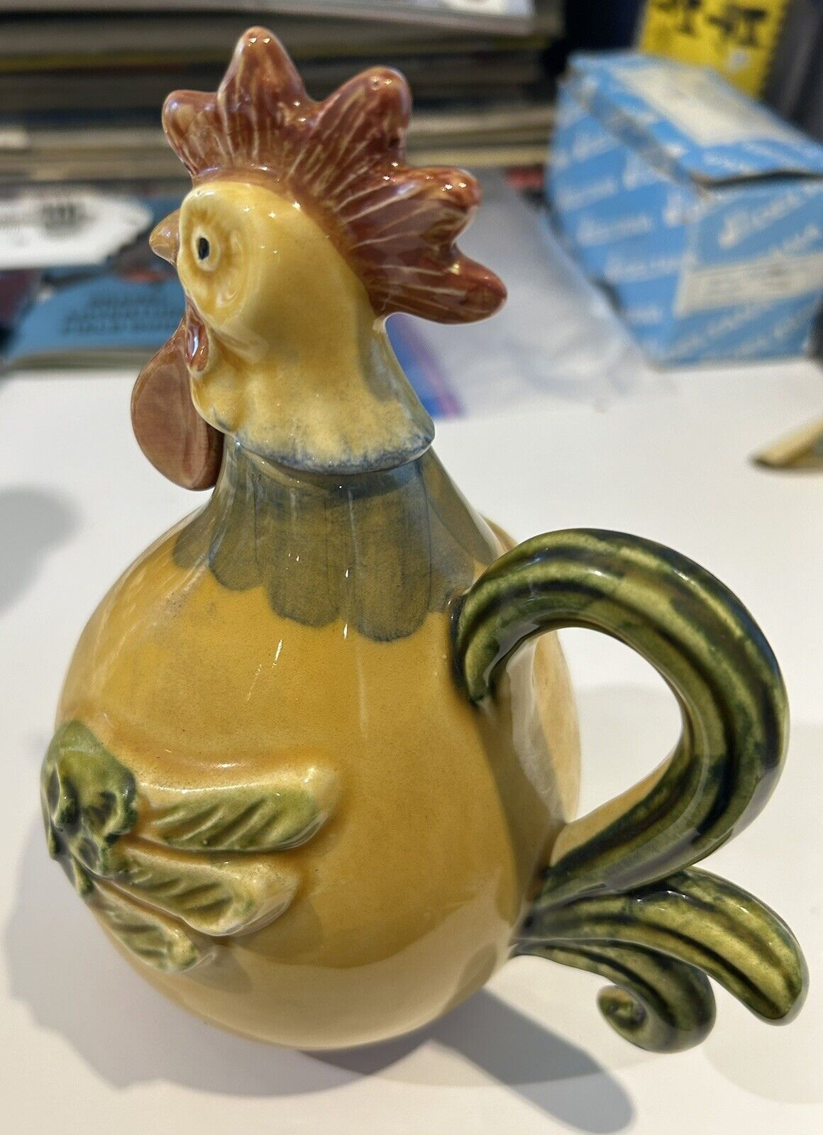 Vintage Ceramiche ***  Ceramic Rooster Oil Pitcher, Hand Painted