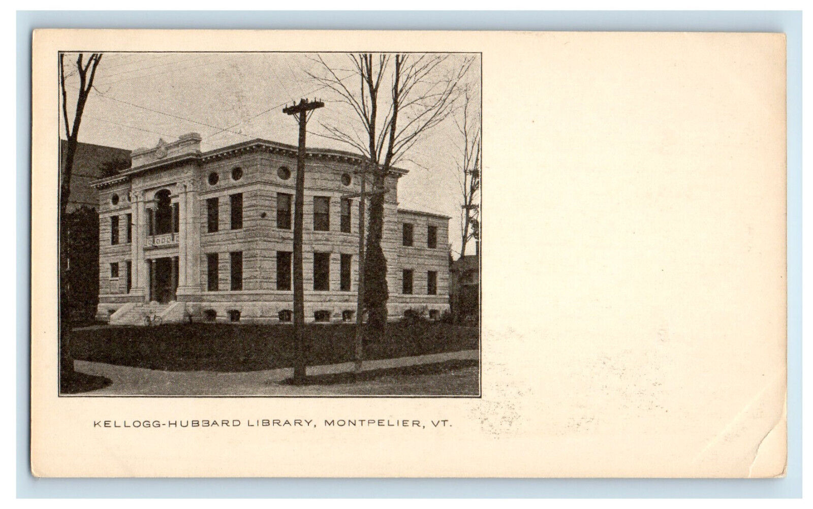 c1900s Kellogg-Hubbard Library Montpelier Vermont VT Antique PMC Postcard