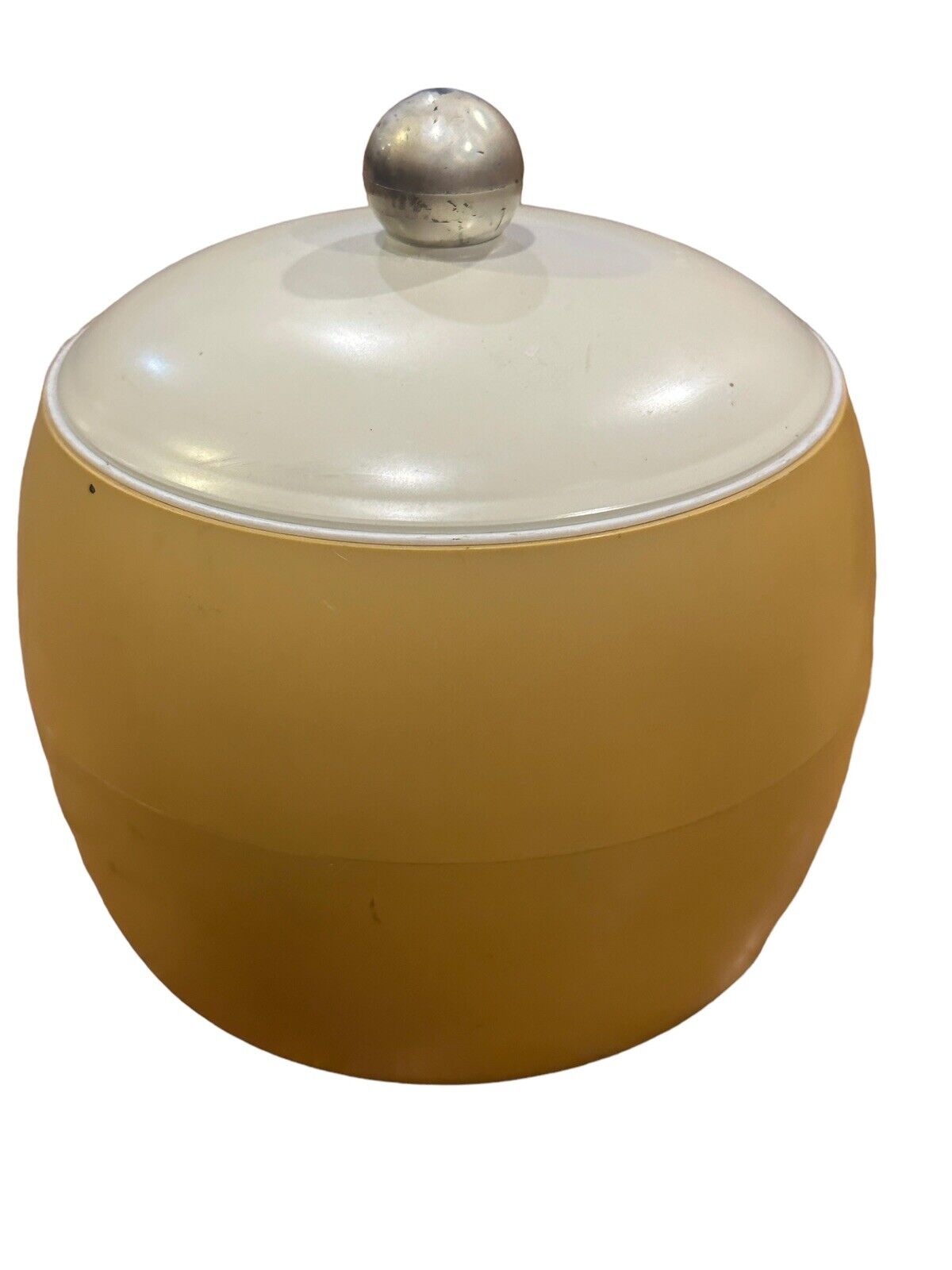 VTG GITS Ware Small Mustard Yellow Ice Bucket Plastic Made In USA Retro Kitchen