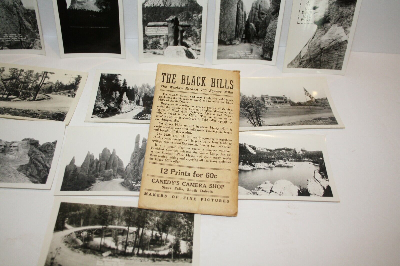 Vintage 1930s The Black HIlls Canedy\'s Camera Shop 12 Photos Original Envelope