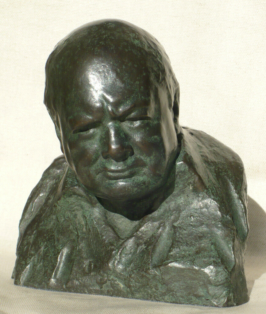 Winston Churchill signed Nemon Wartime Leader 85% Bronze Resin Bust