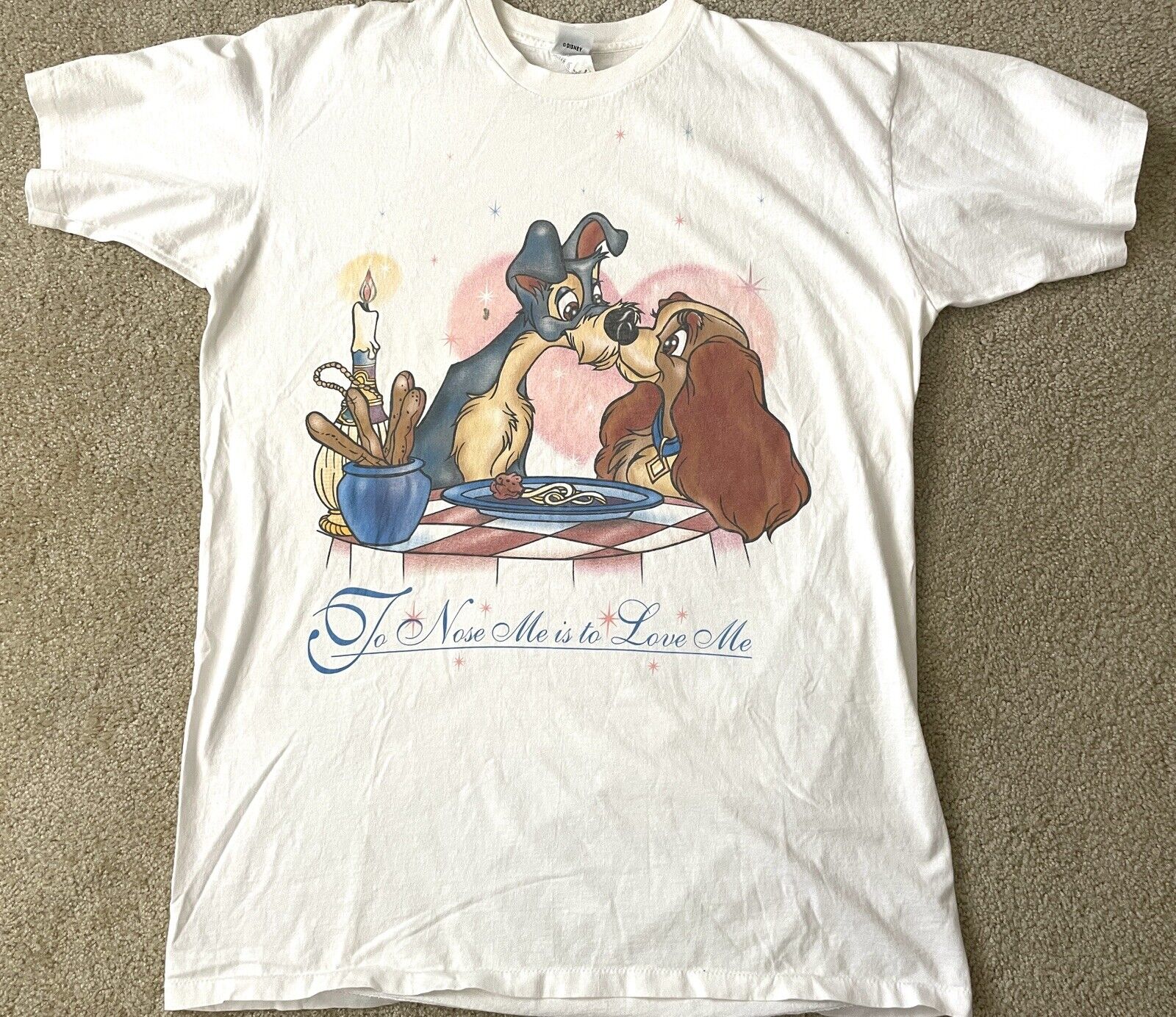 Vintage Disney 90s T Shirt Single Stitch Lady and the Tramp -read Description