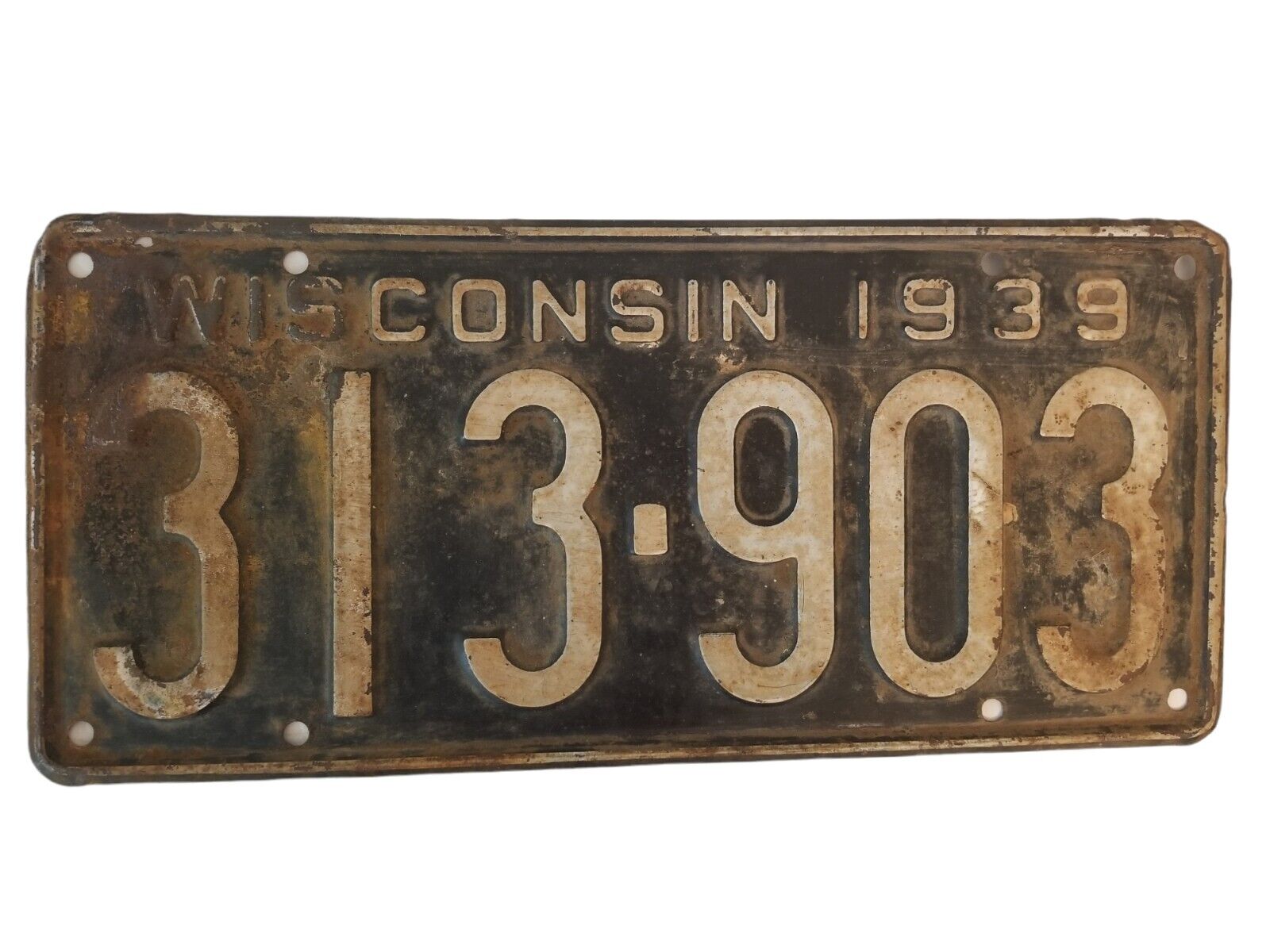 Vintage 1939 Wisconsin License Plate ORIGINAL PAINT