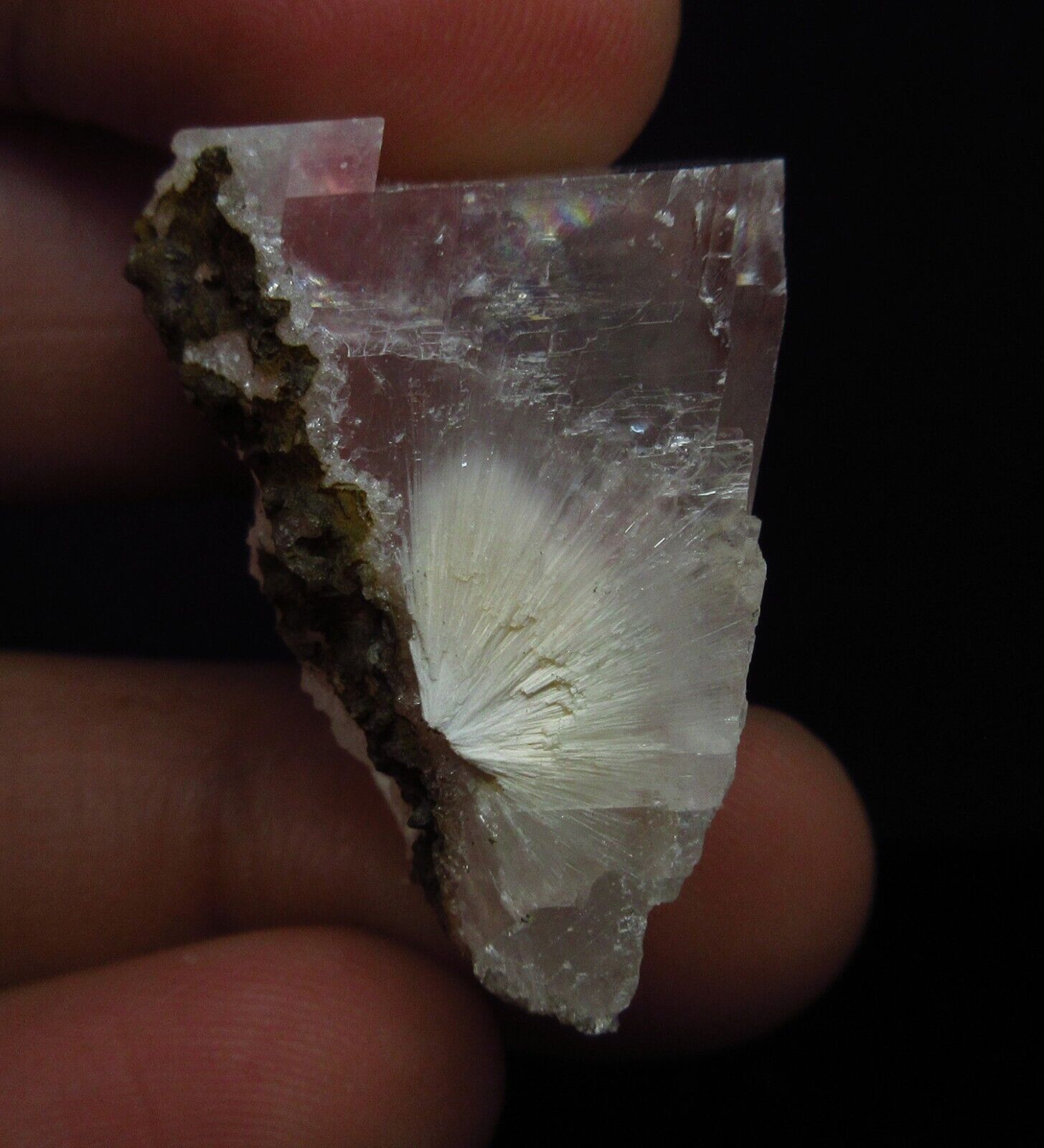 New find: Reddish Pink Calcite with mesolite (non-precious natural stone) # 2360