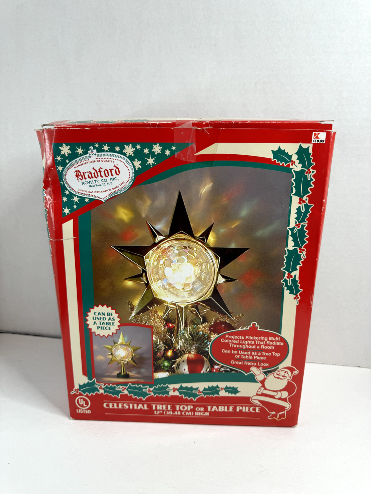 Vtg Bradford Celestial Star Christmas Tree Topper Motion Spinning Color with Box