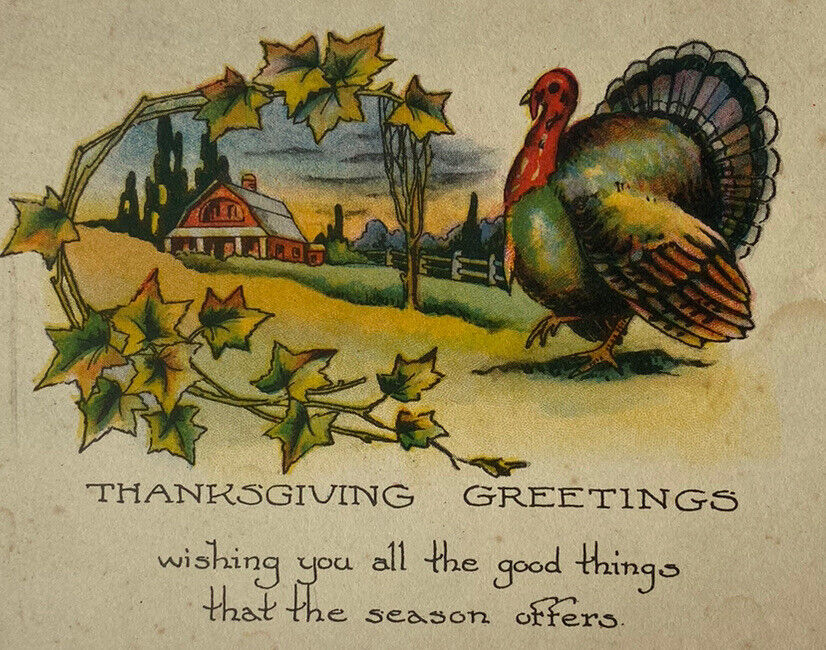 Vintage Early 1900s Thanksgiving Card