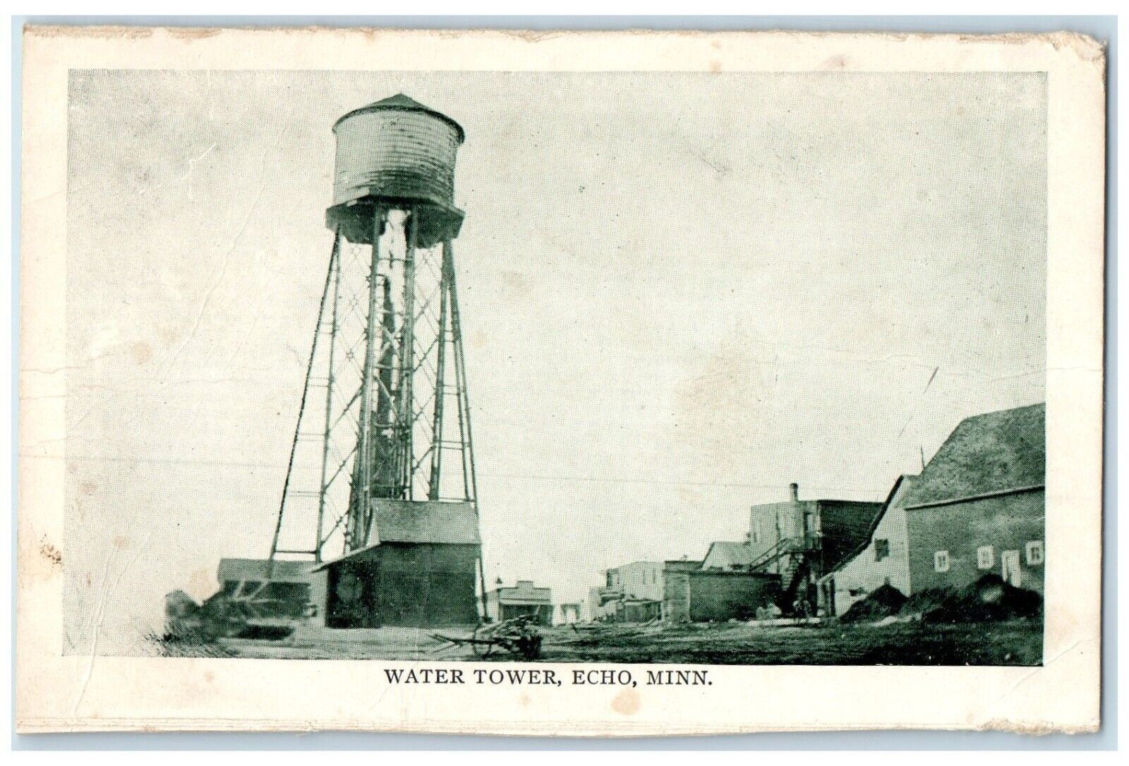 c1920 Water Tower Exterior Building Echo Minnesota MN Vintage Antique Postcard