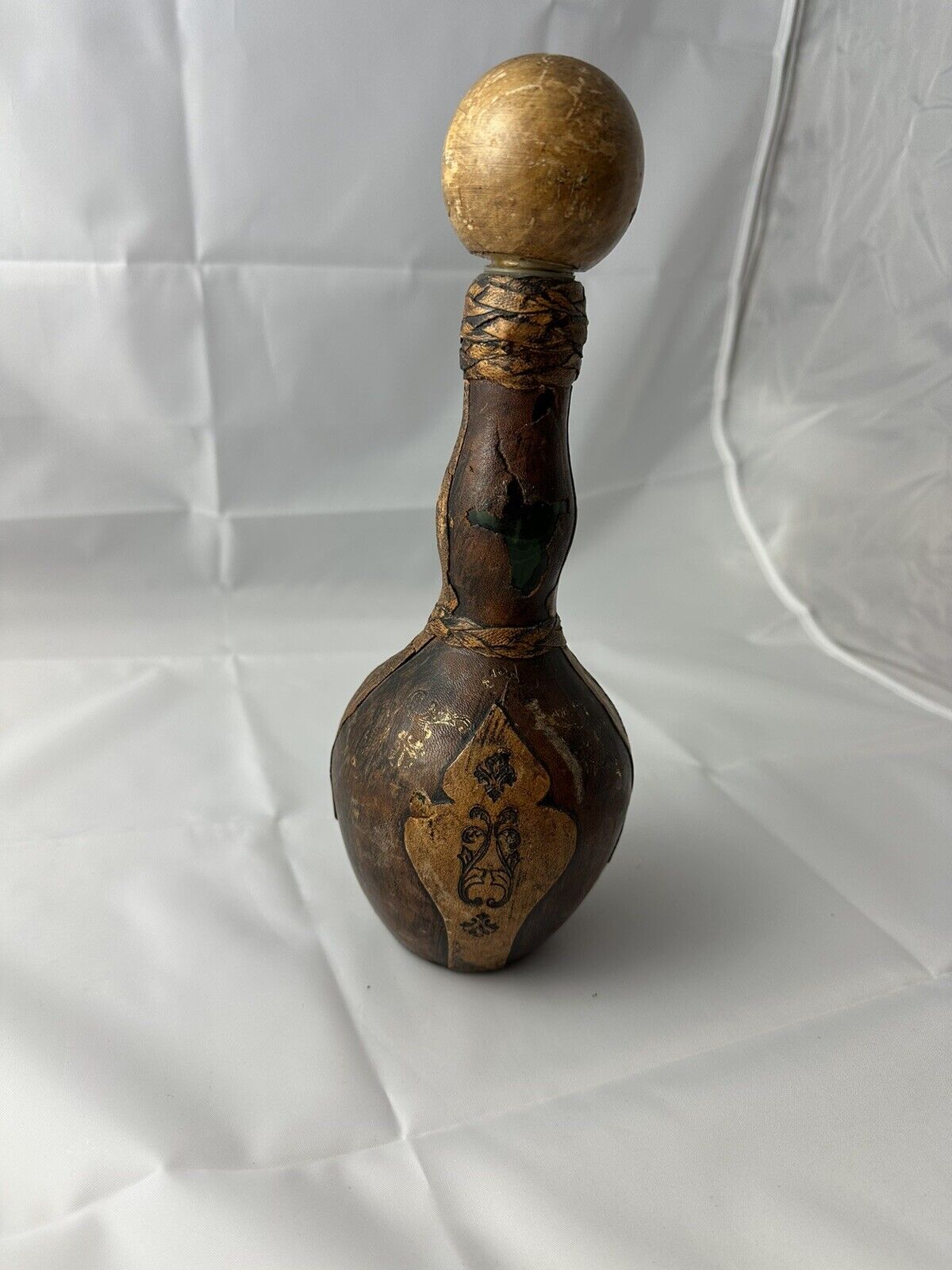 Vintage VTG leather wrapped decanter from Italy