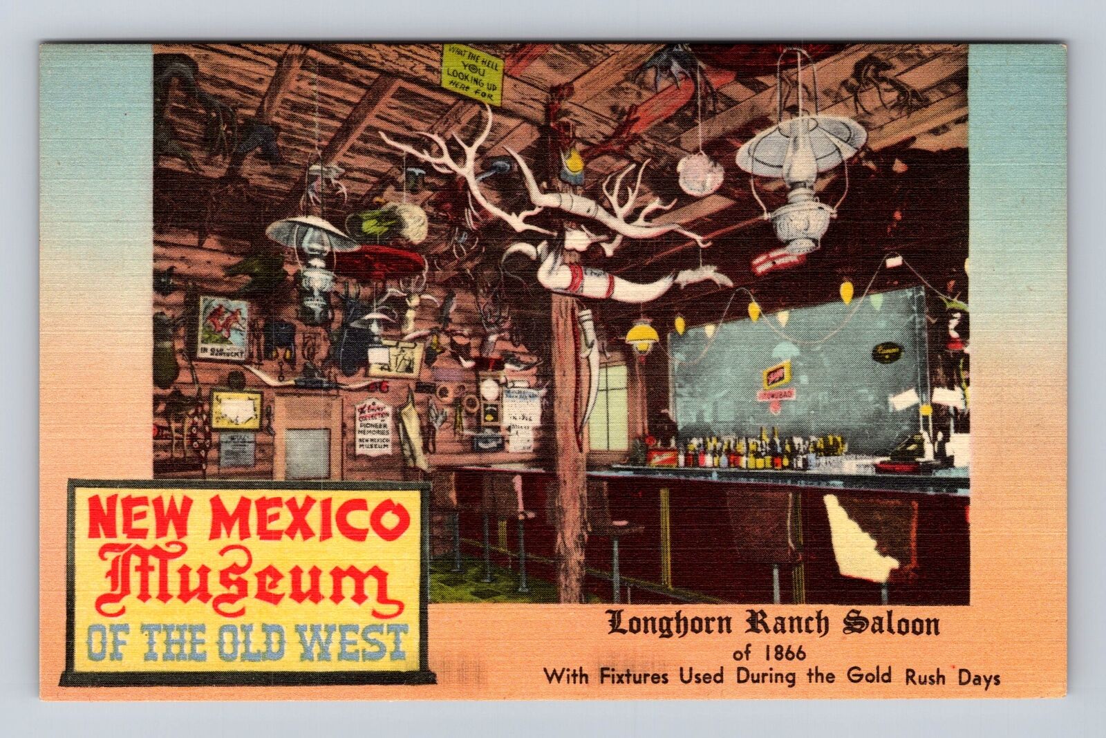 Highway 66 NM-New Mexico, The Longhorn Ranch Advertising Vintage Postcard