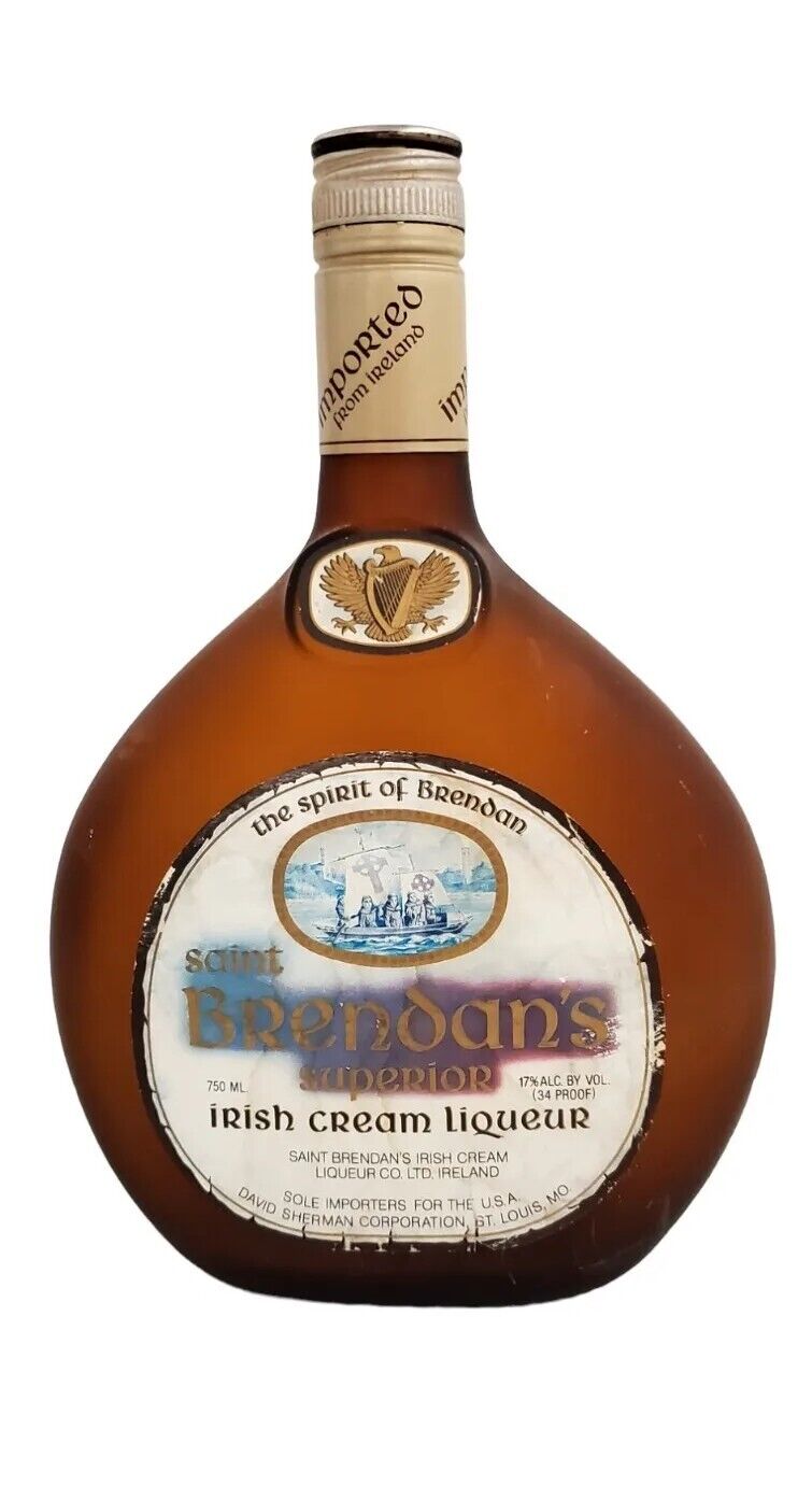Vintage Saint Brendan\'s Irish Cream Liqueur 750 ml  Empty Bottle Decanter 