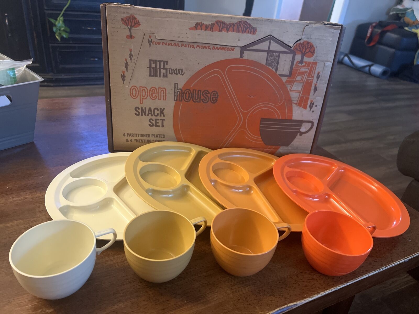 Vintage Gits Ware Open House Snack Set With Original Box Made In USA