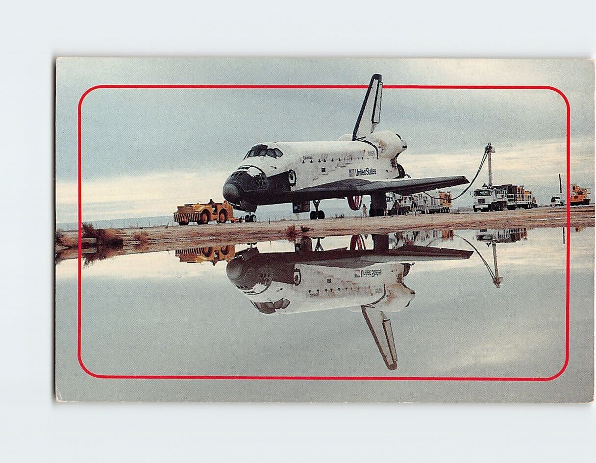Postcard Space Shuttle Columbia after a successful landing in California