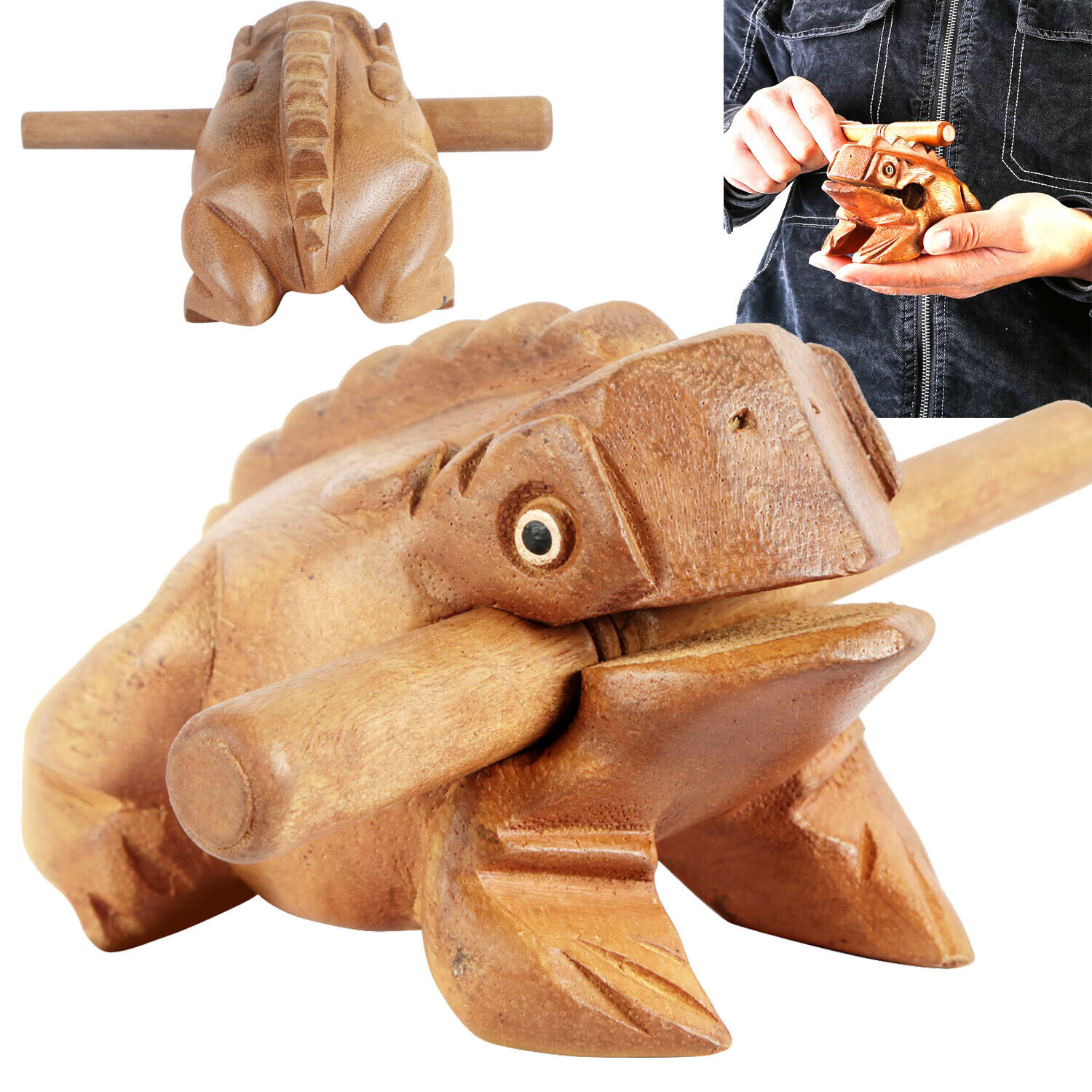 4 inch Musical Instrument Wood Frog Handcraft Toy Percussion Natural Frog Sound