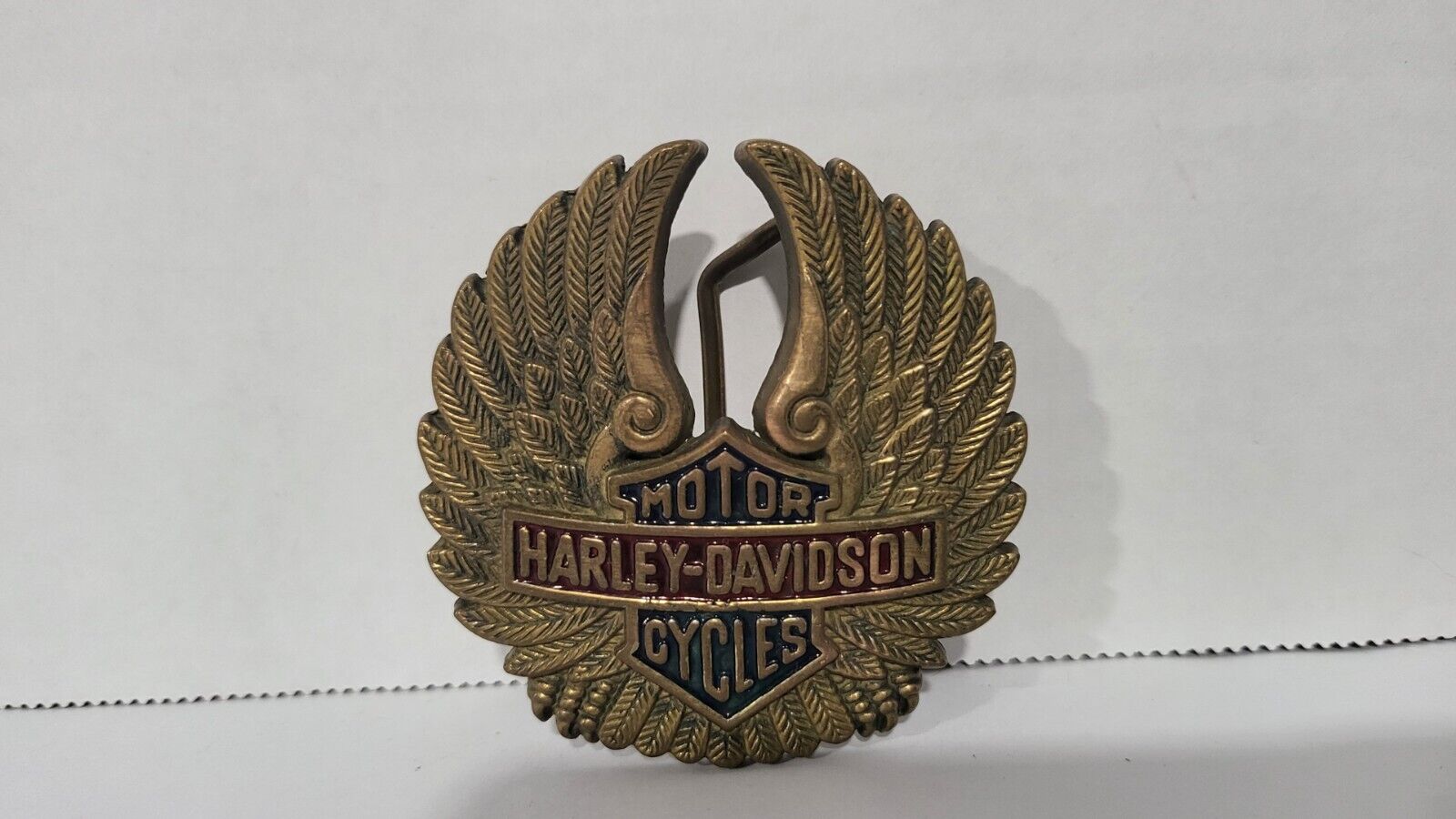 Exquisite Vintage Harley Davidson Emblem Raised Wings Belt Buckle, Solid Brass