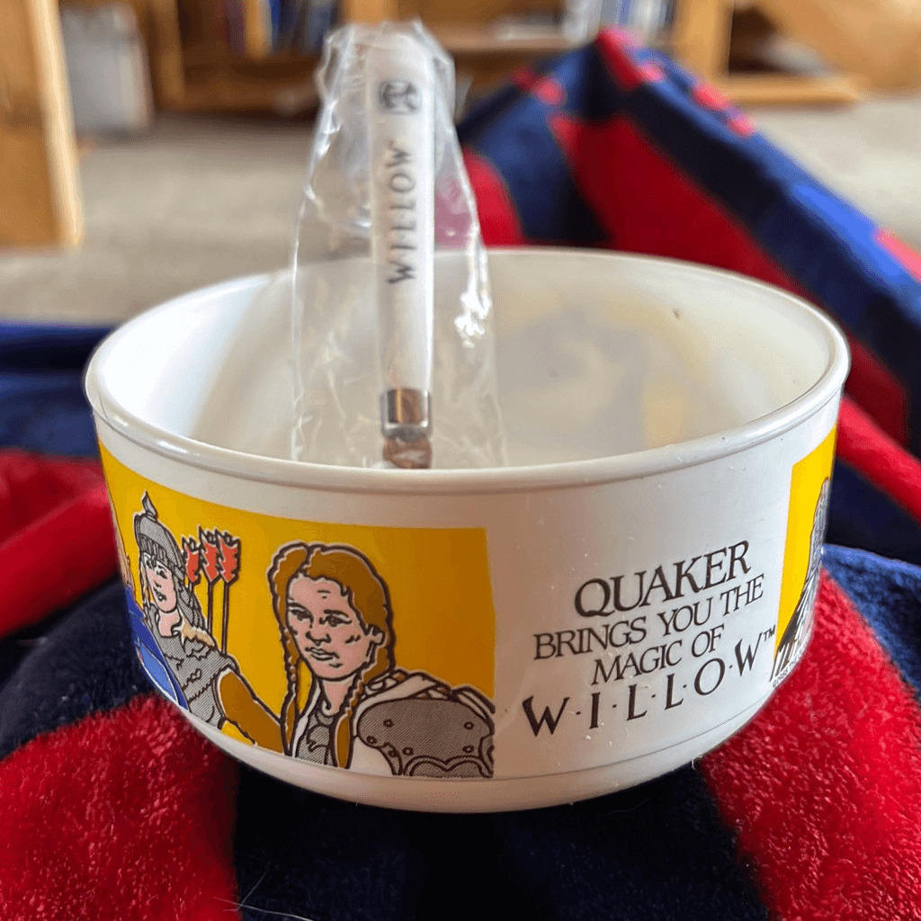 1988 Willow Cereal Set Quaker Brings You The Magic of Willow Cereal Bowl & Spoon
