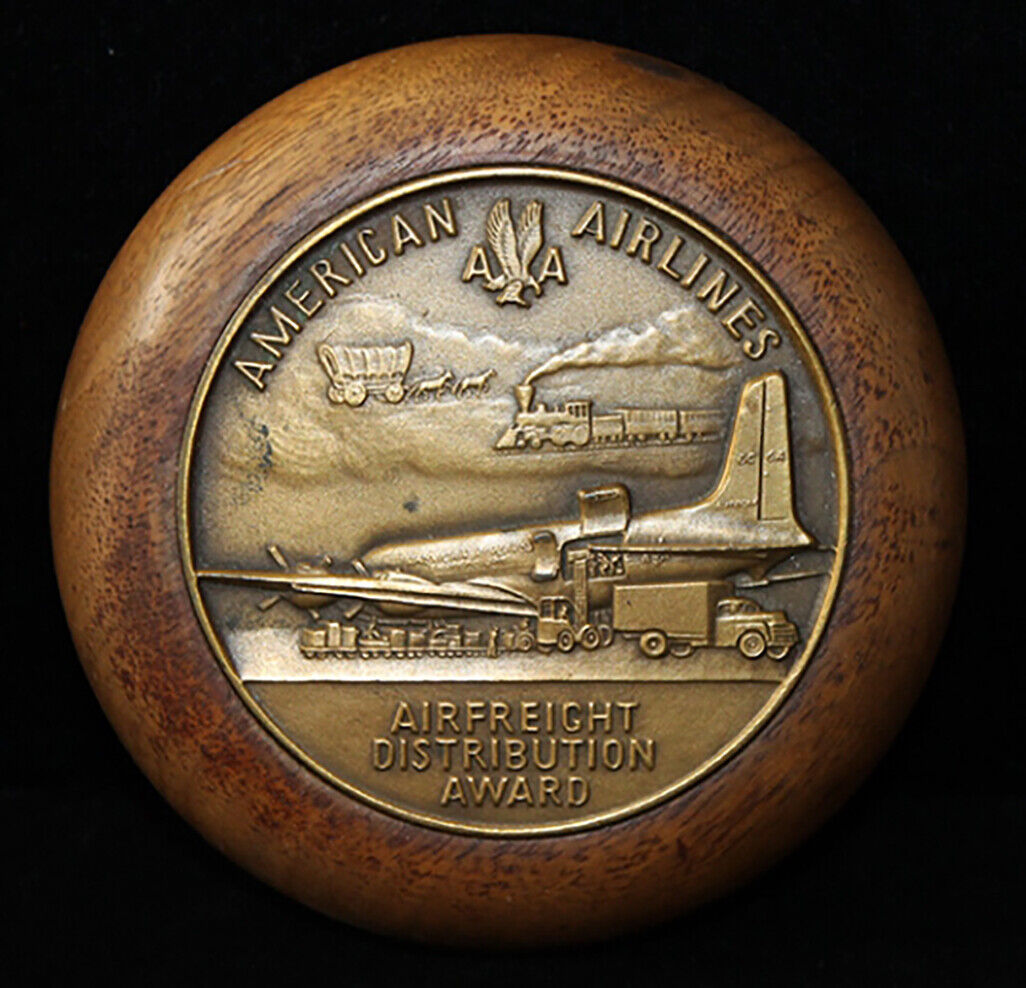 Rare 1950\'s American Airlines Bronze Paperweight: Air Freight Distribution Award