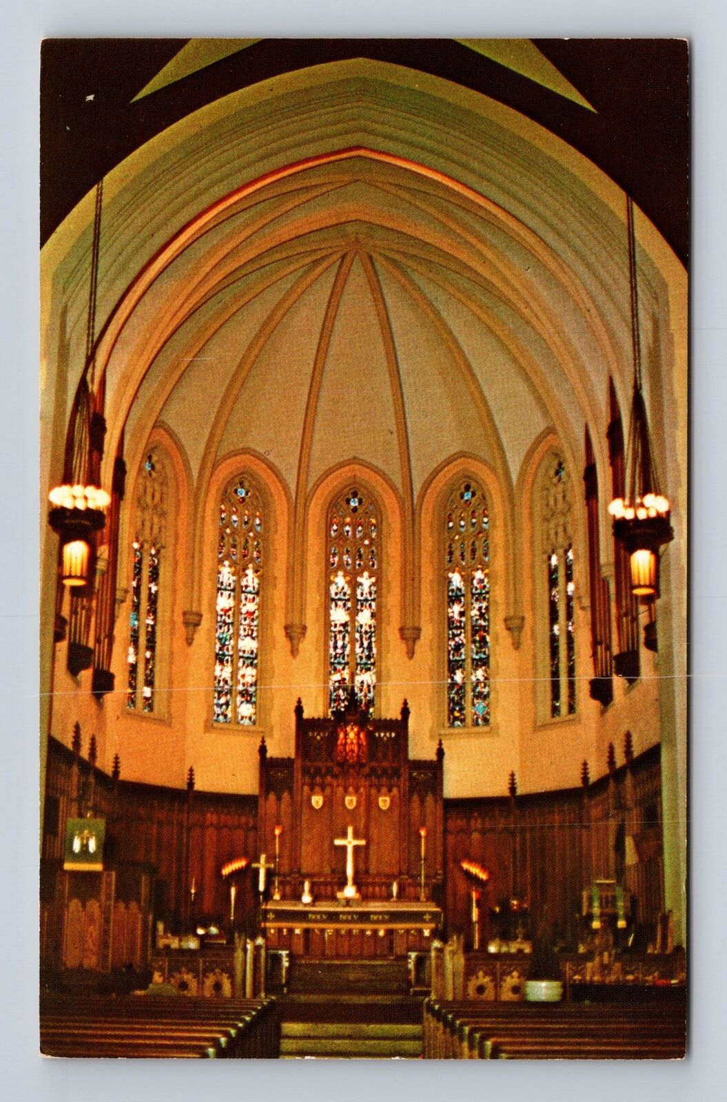 Zanesville OH-Ohio, St. John's Lutheran Church Sanctuary, Altar Vintage Postcard