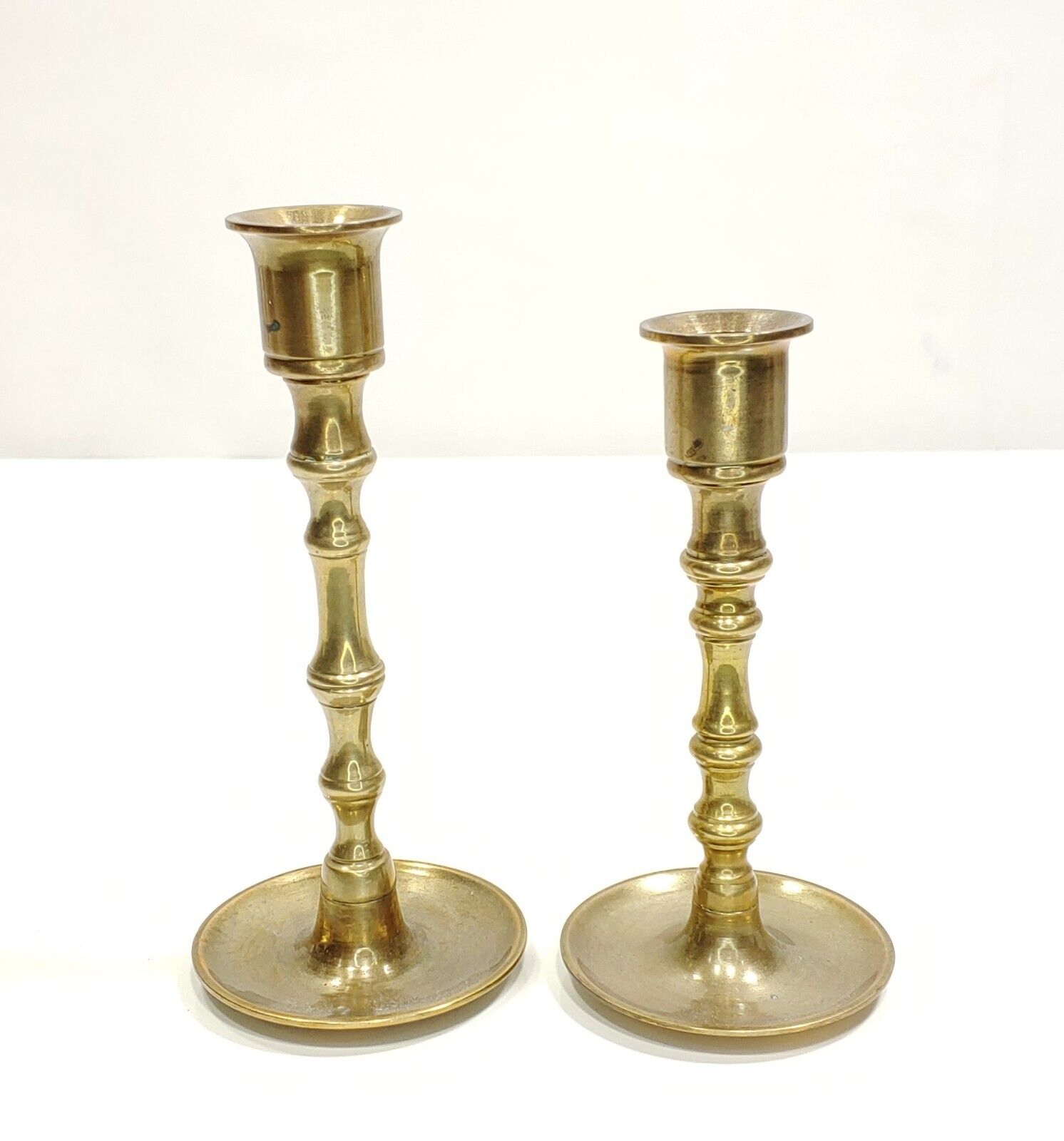 Brass Candlestick Holders Drip Tray Base Set of Two 6\