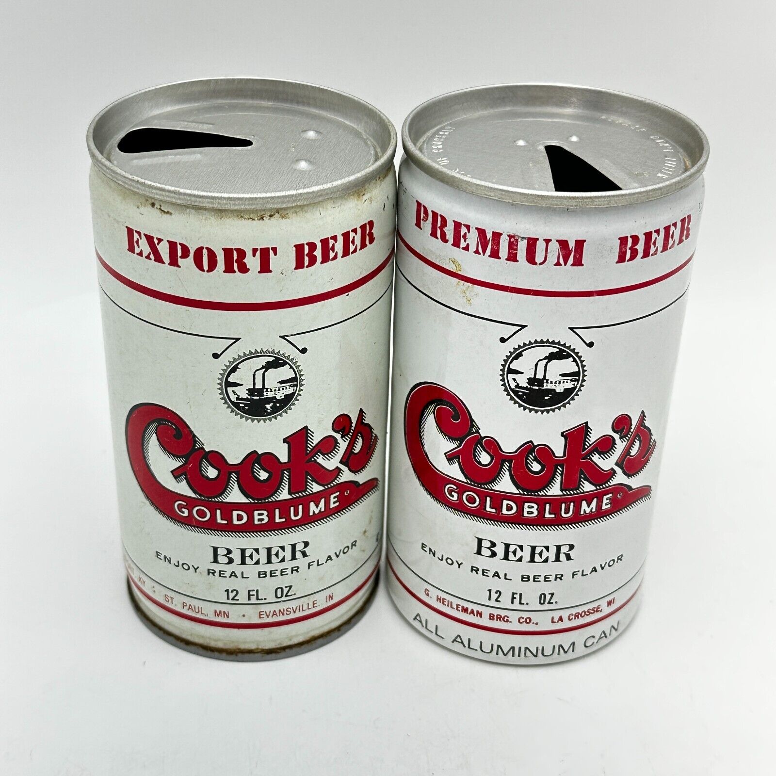 Cook\'s Goldblume Beer Can Draft Empty Pull Tab Top Opened Collect LOT of 2 VTG