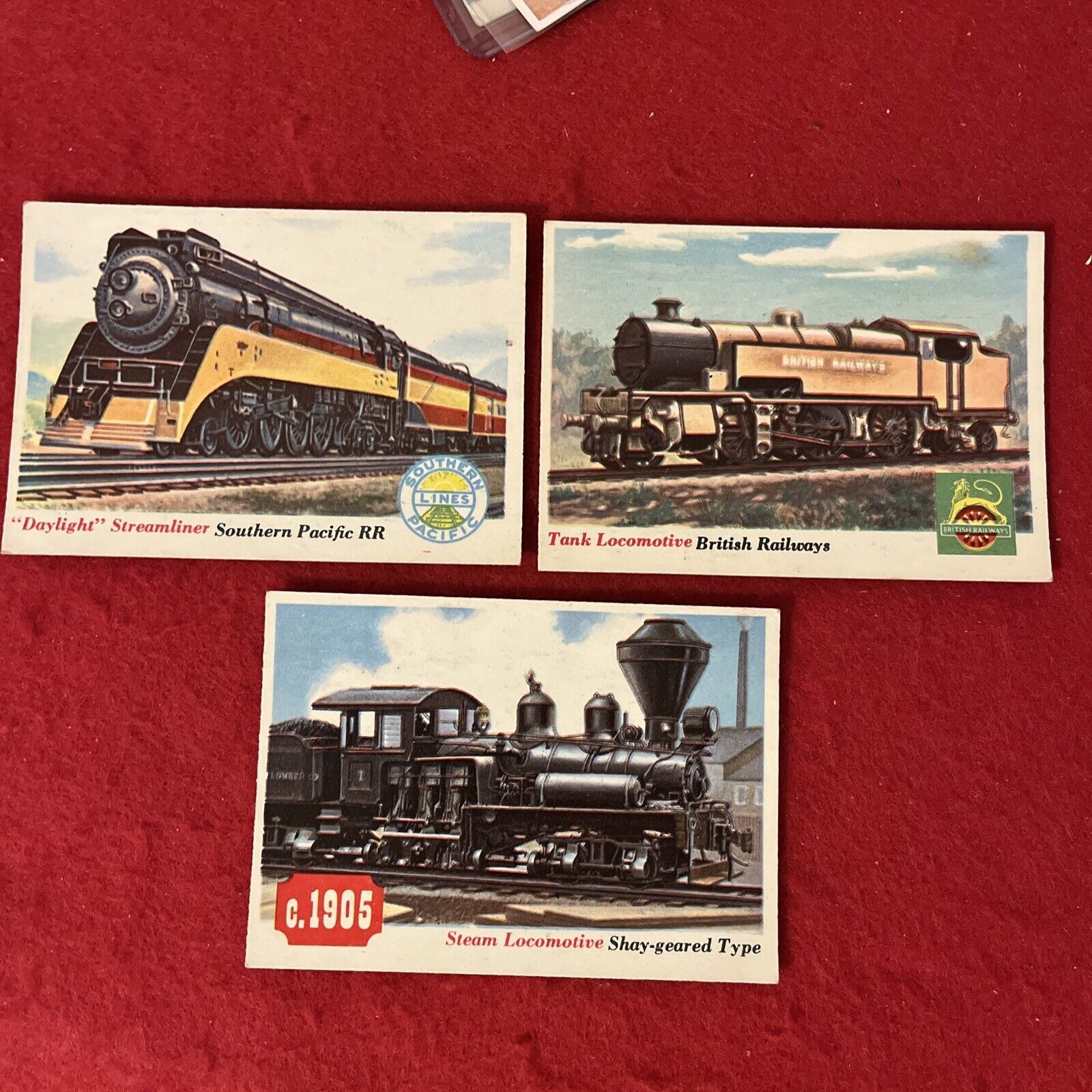 1955 Topps Chewing Gum “Rails & Sails” TRAINS Card Lot (3) All G-VG
