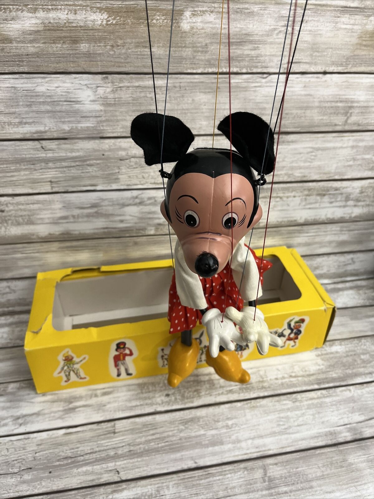 Rare Pelham Puppets Minnie Mouse Walt Disney Productions W/Box England Excellent