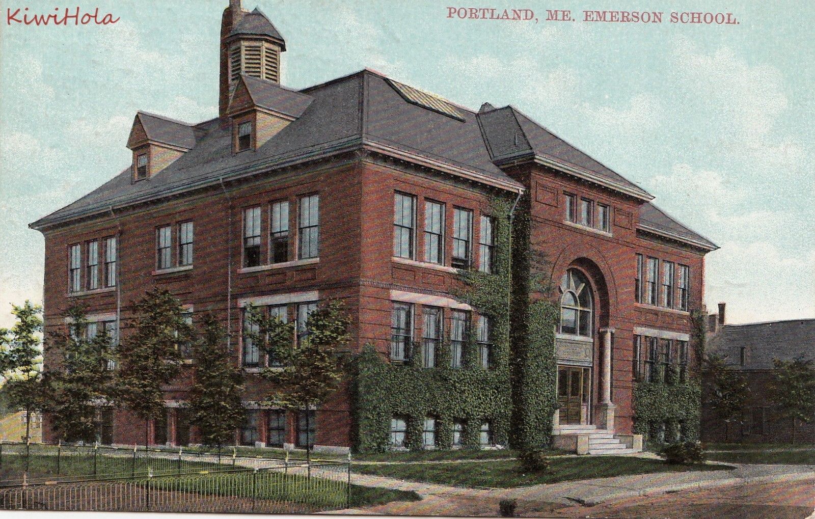 Postcard Emerson School Portland ME 1911