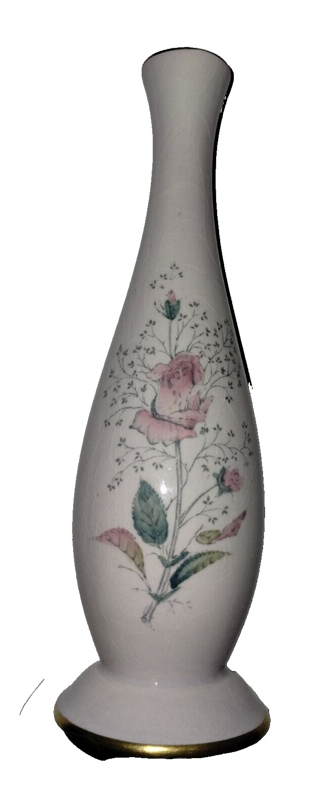Carlton Ware 1950s Blush Pink Rose Bud Slip Vase 1950s design