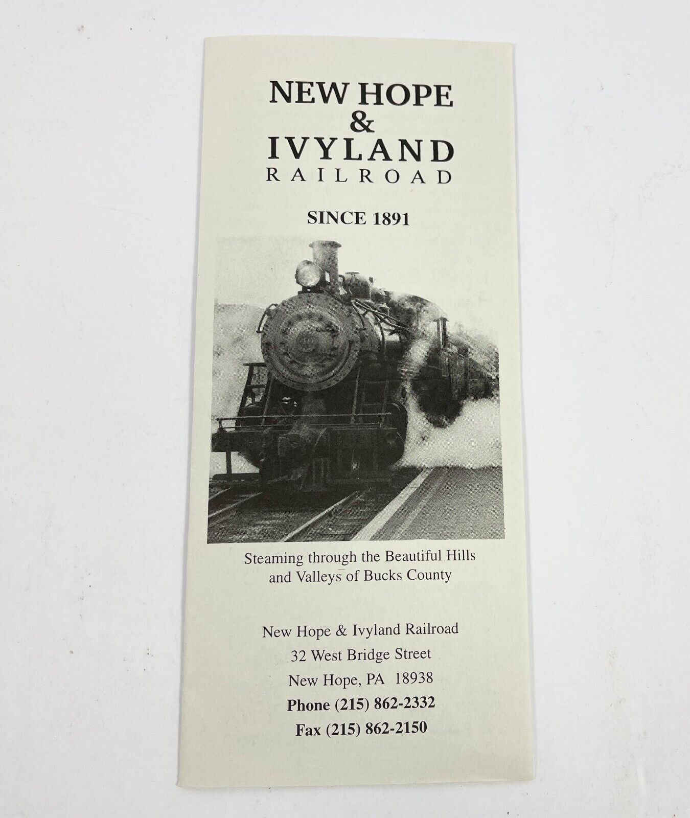 Vintage New Hope & Ivyland Railroad 1999 Brochure Pennsylvania Ephemera