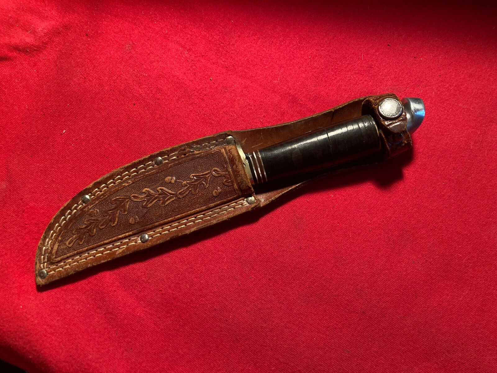 Vintage Boulder Western Leather Hunting Knife W/Sheath Used Cond.