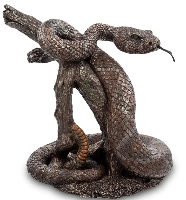 Rattlesnake Statue Polystone 2010 Vintage Beautiful Favorite Rare Bronze Decor