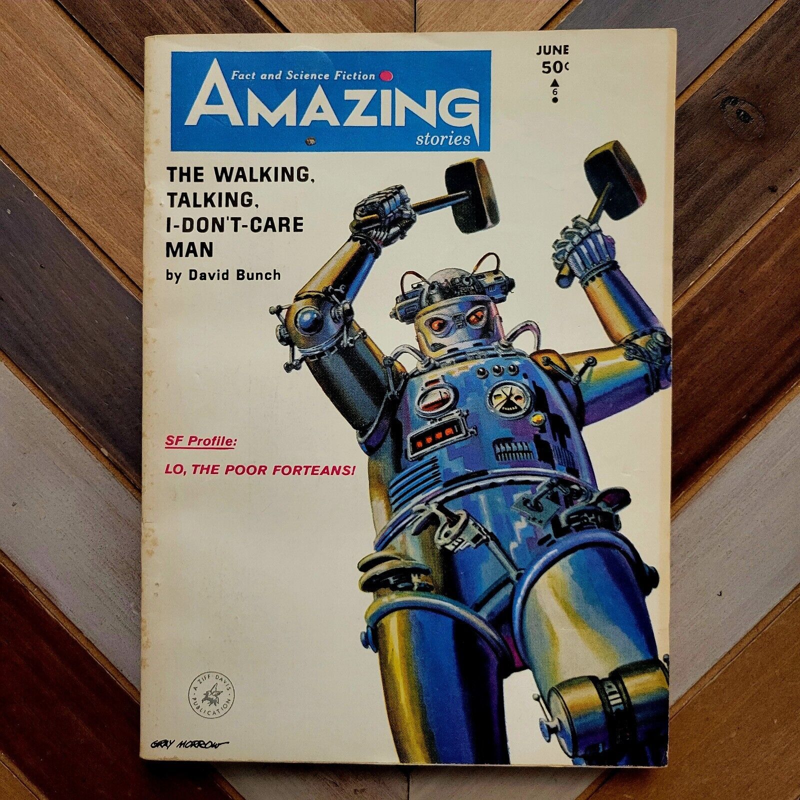 Amazing Stories Vol 39 #6 FN (Ziff-Davis, June 1964) Silver Age Pulp ROBOT COVER