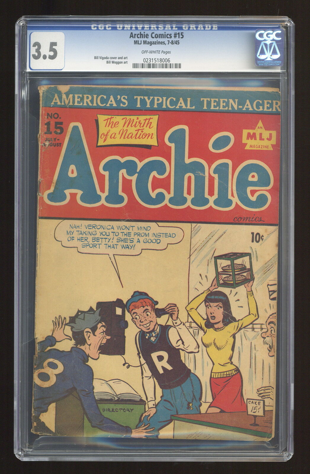 Archie #15 CGC 3.5 1945 0231518006