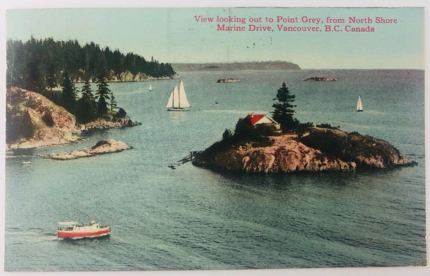 Vtg Vancouver British Columbia Canada View Out to Point Grey From North Shore