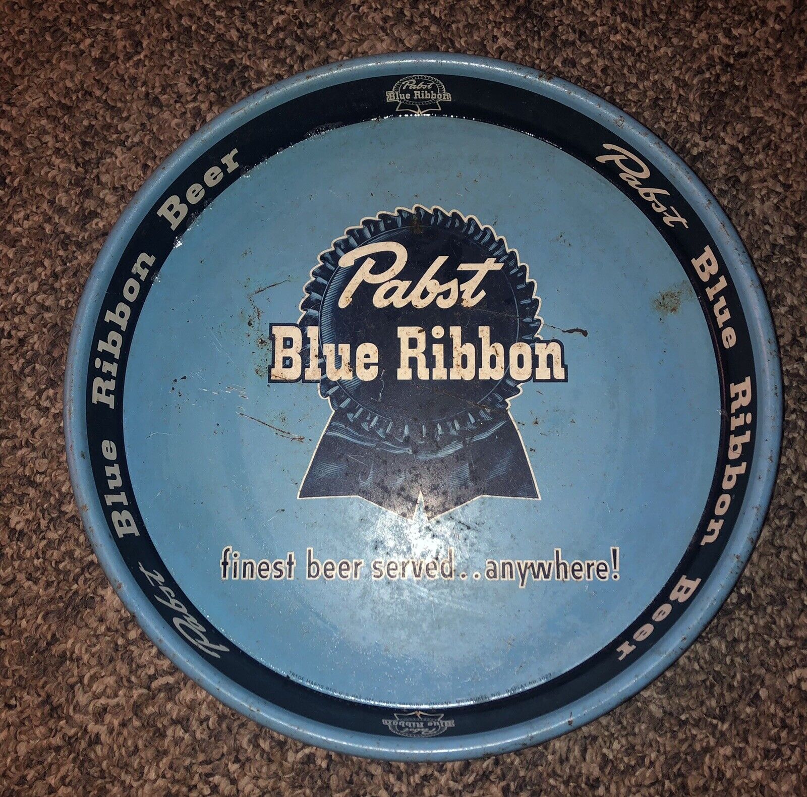 Vintage Pabst Blue Ribbon Beer Serving Tray Brewing Milwaukee Wisconsin WI PBR