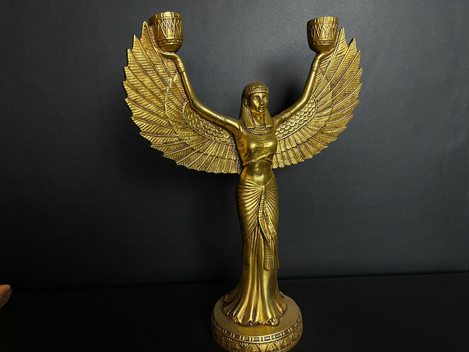 ISIS Goddess spreading her wings of protection-Hand made with amazing gold leaf