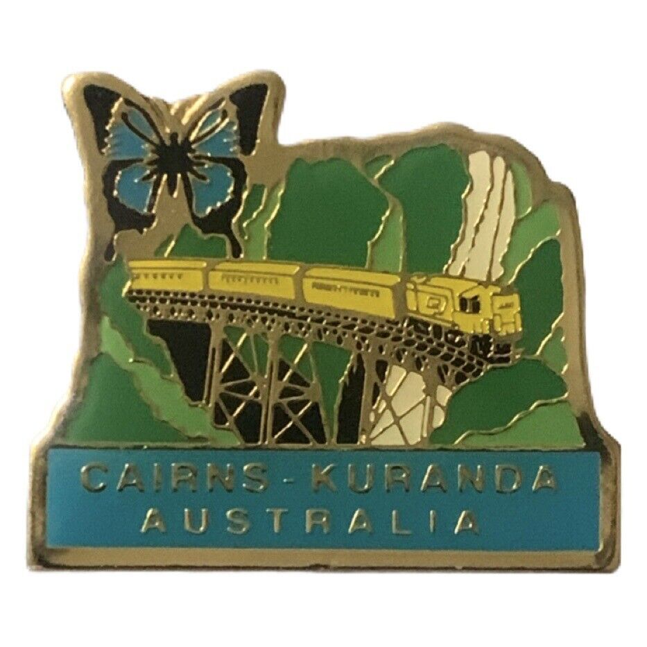 Vintage Cairns-Kuranda Australia Train Butterfly Scenic Travel Souvenir Pin