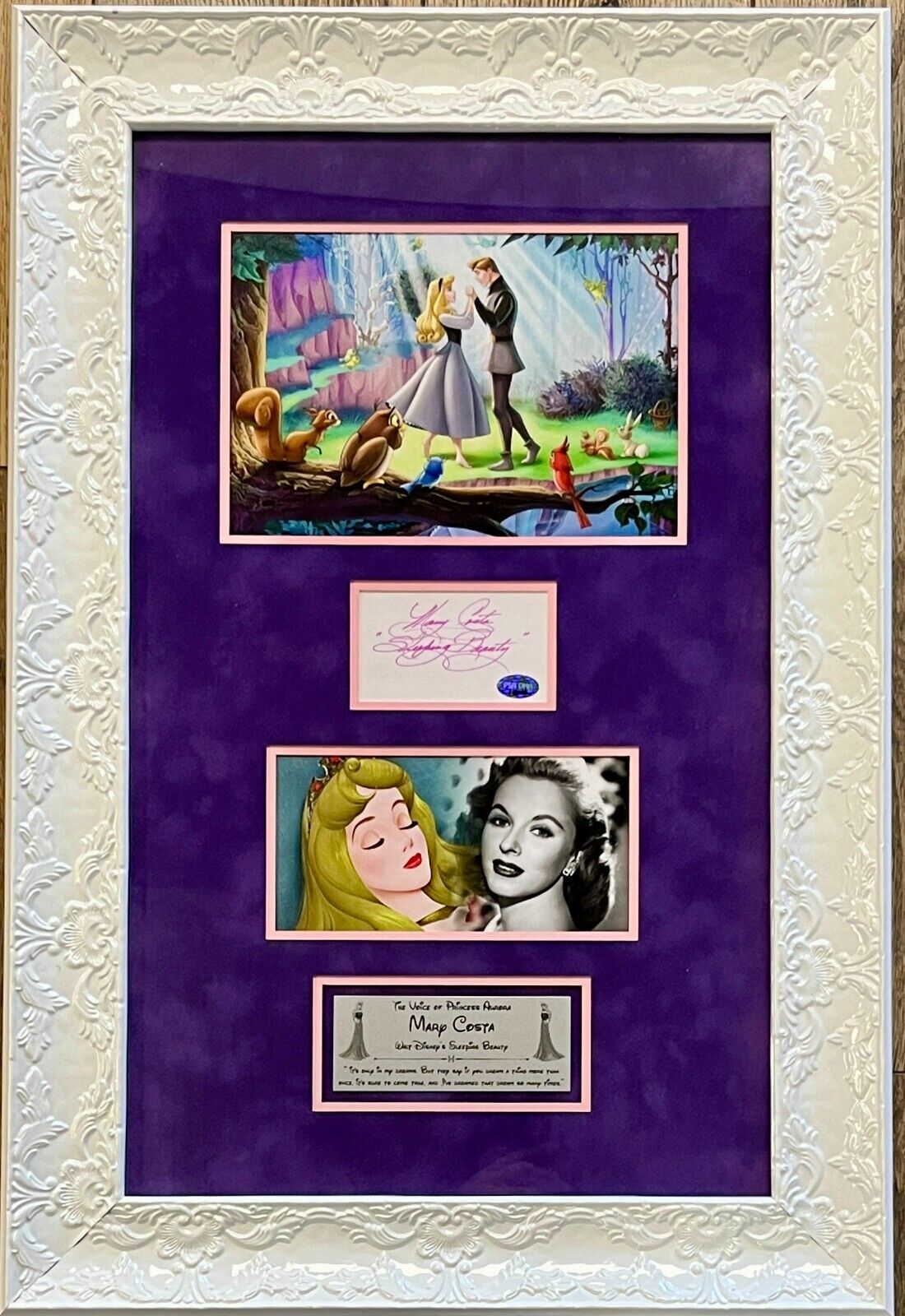 Mary Costa (Voice of Sleeping Beauty) signed custom framed display-PSA