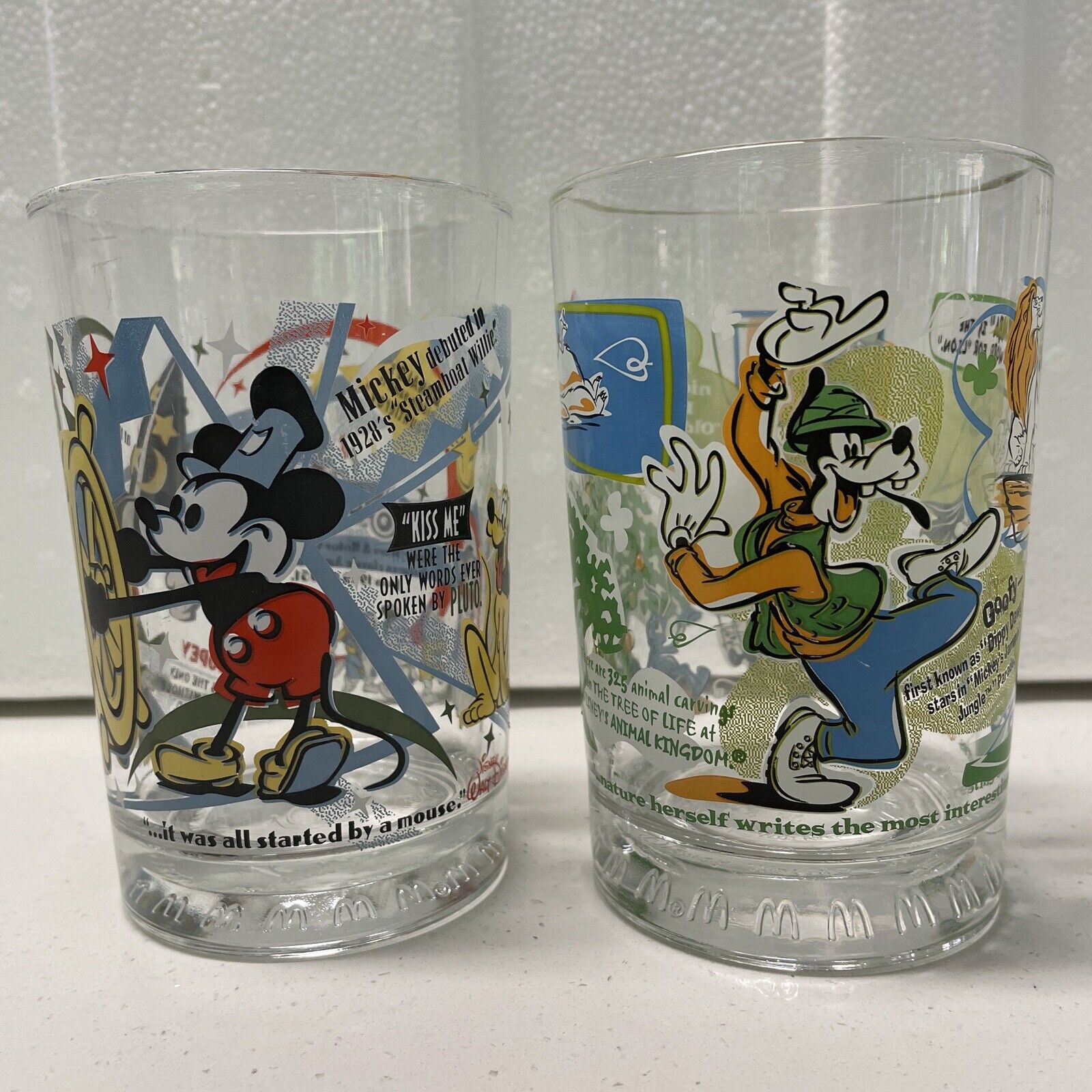 McDonalds Walt Disney World 100 Years of Magic Goofy & Mickey Drinking Glasses