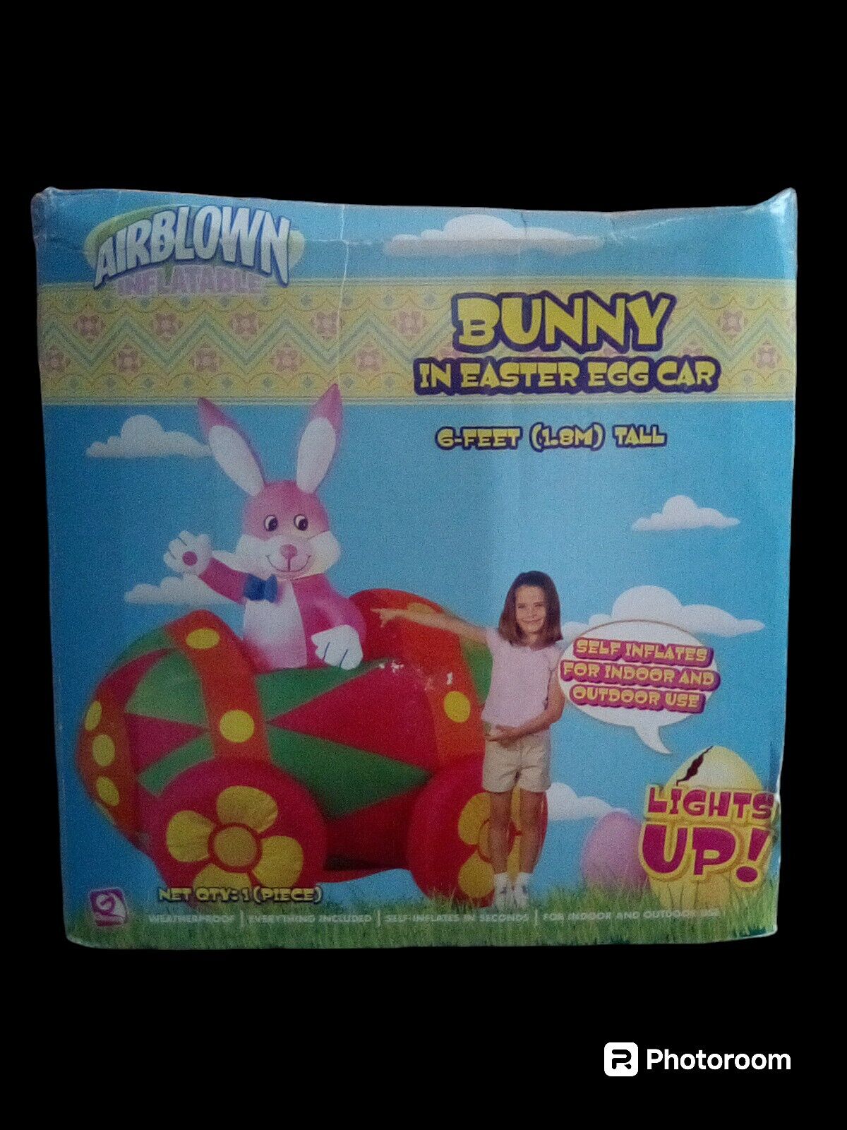 Gemmy 6ft Lighted Bunny Rabbit Easter Egg Car Inflatable Airblown,2006...