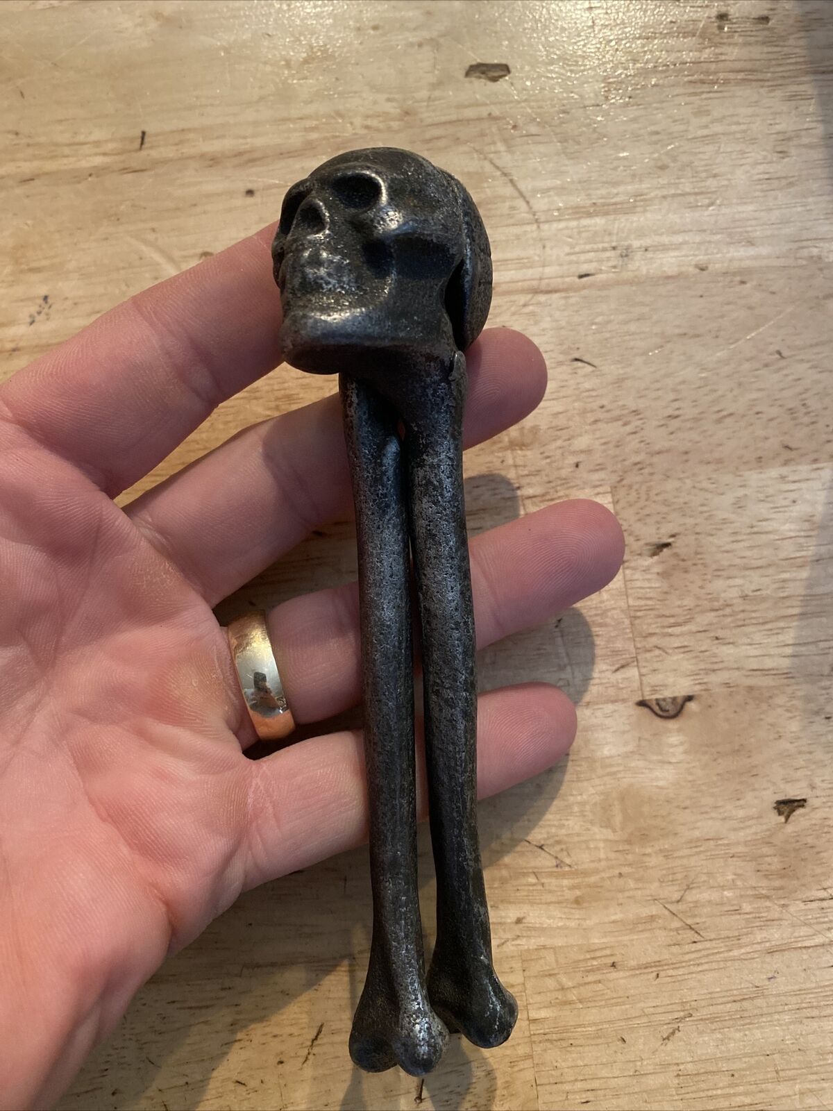 Skeleton Skull Nutcracker Metal Patina Halloween Collector Birthday Bones GIFT