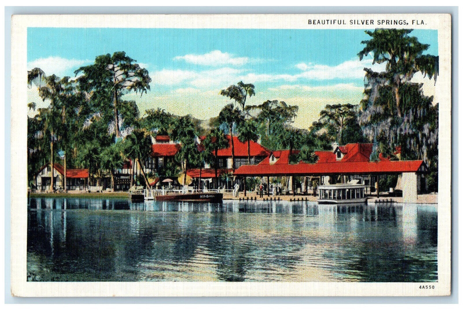 c1930\'s Electric Drive Glass Bottom Boats, Beautiful Silver Springs FL Postcard