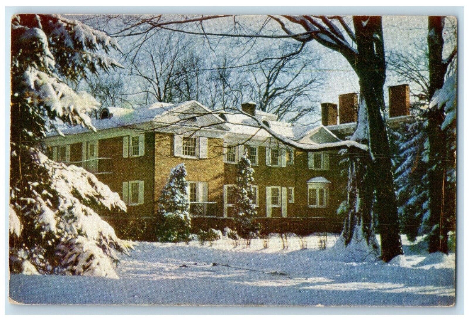 1953 Cooper Inn Hotel Building Winter Scene Cooperstown New York NY Postcard