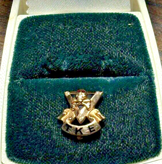 Antique 14K Solid Gold Ruby Diamond 1919 Fraternity TAU KAPPA EPSILON TKE SKULL