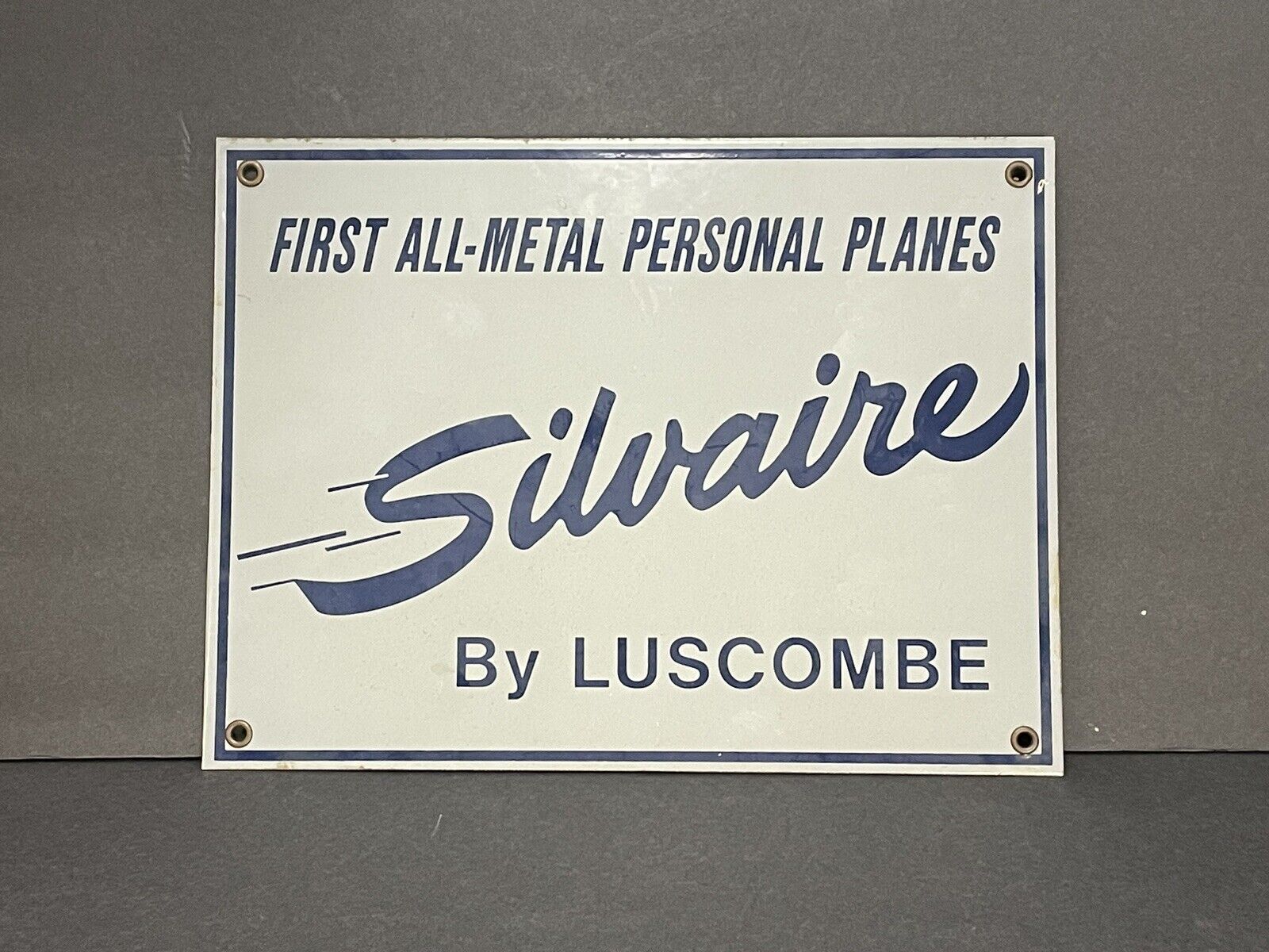 Vtg 1940’s Luscombe Silvaire Porcelain Sign Airplane Plane Advertising Original