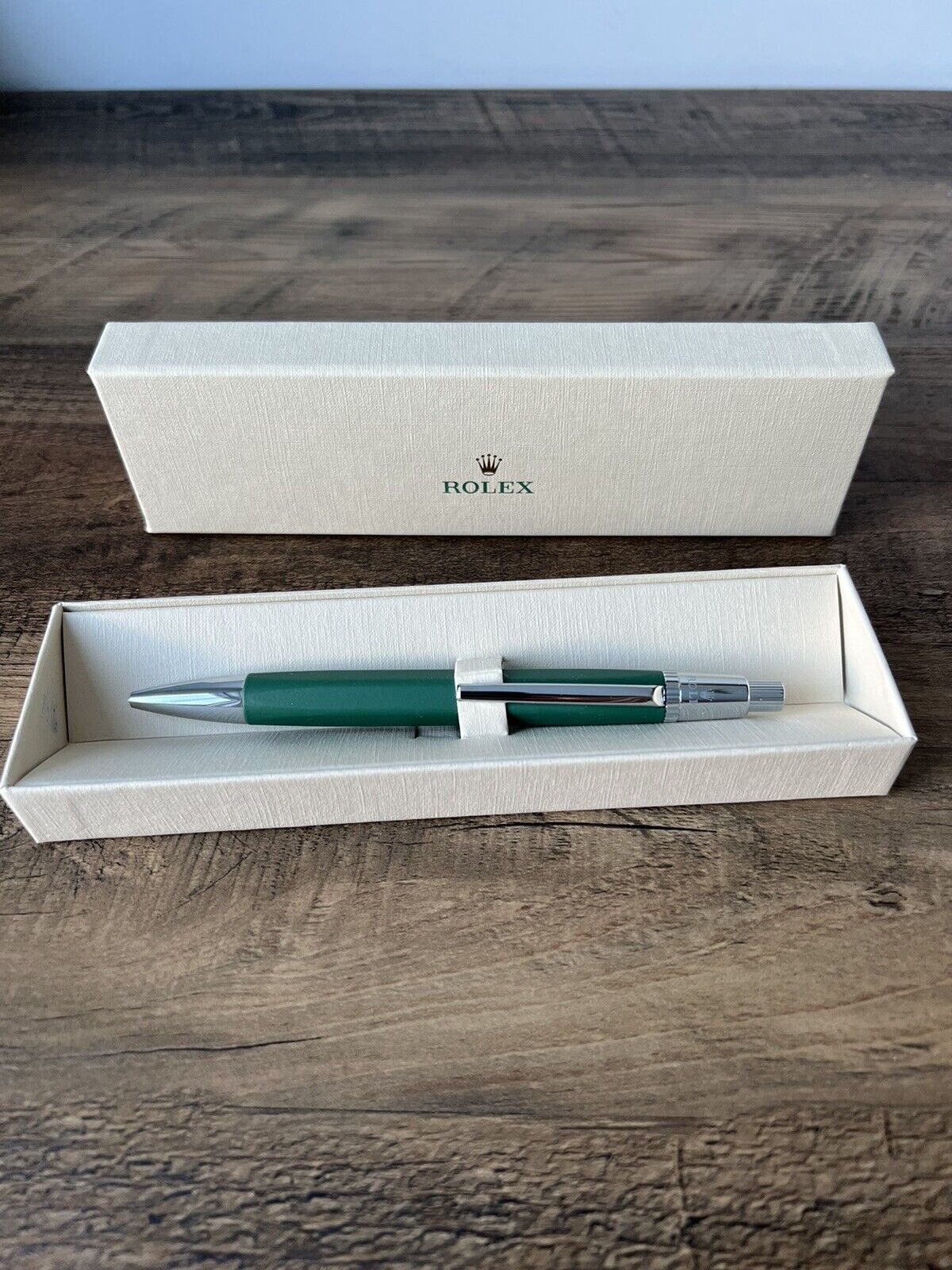 Rolex Ballpoint Retractable Pen NEW RARE Green Silver Collectible Pen - Gift