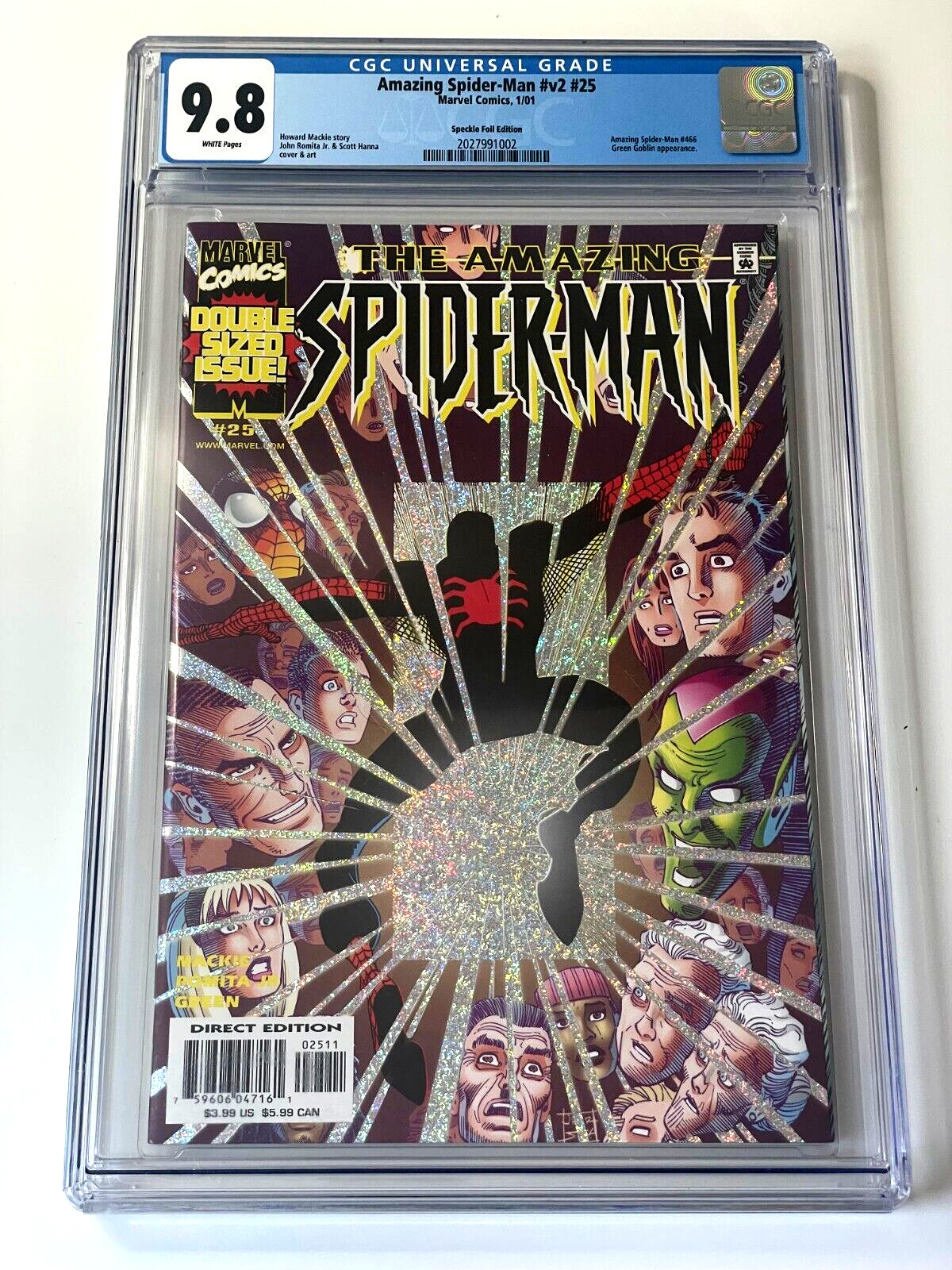 Amazing Spider-Man #v2 #25 CGC 9.8 Marvel Comic 2001 Green Goblin Speckle Foil
